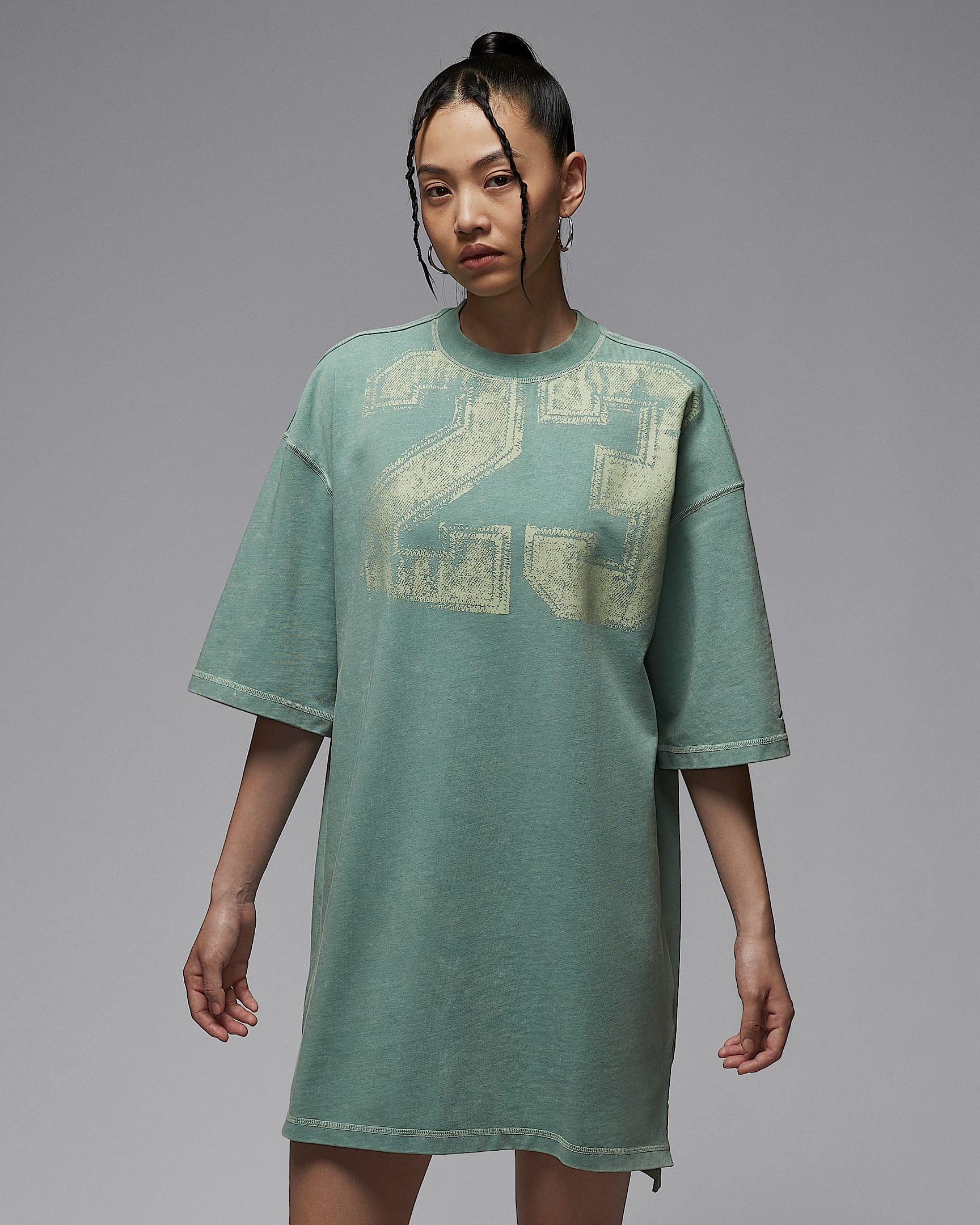 Jordan Flight 女子T恤式连衣裙 - 大炮灰/水蓝/帆白