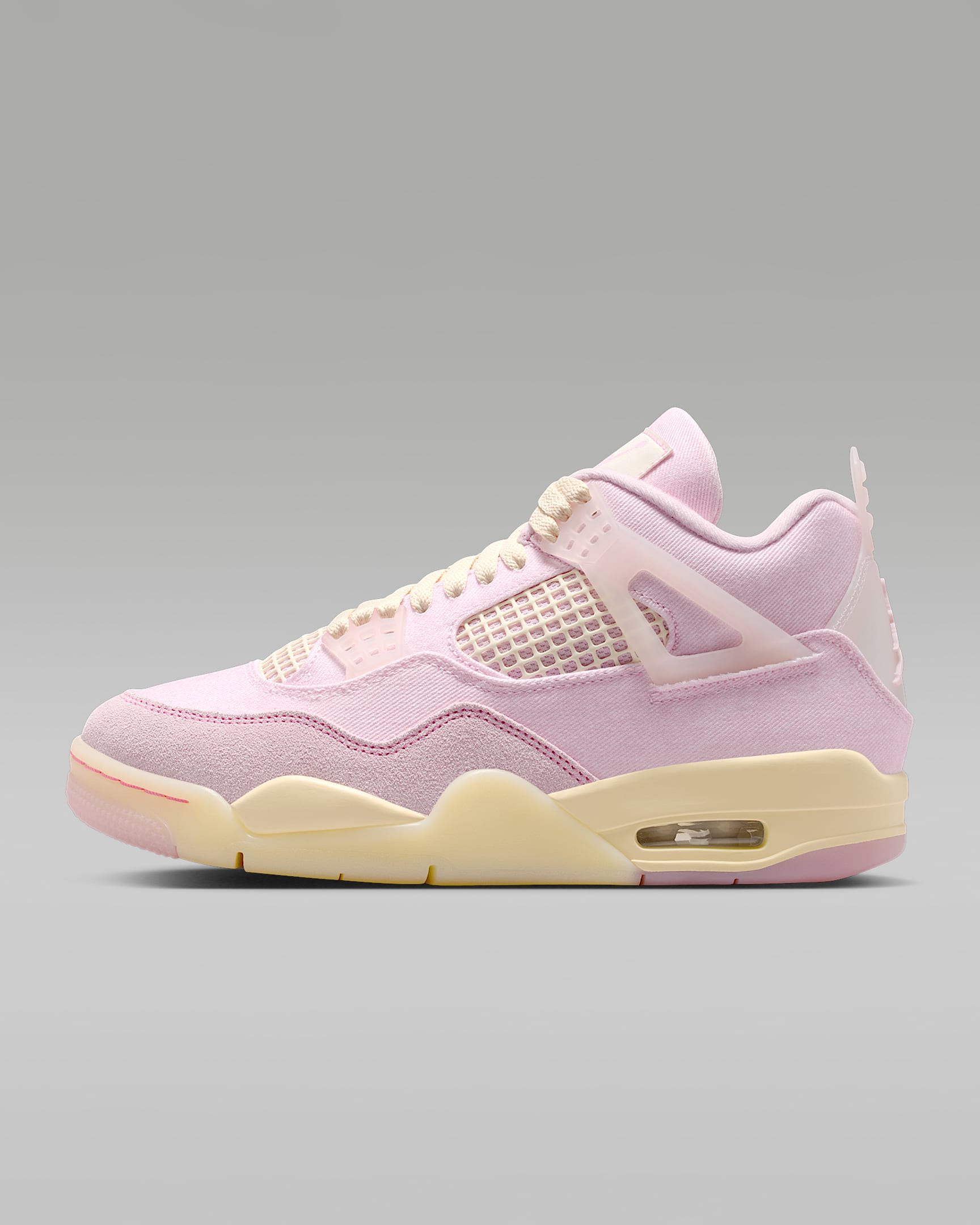 Air Jordan 4 Retro 复刻女子运动鞋 - 珍珠粉/椰奶色/棉布白/胭脂红