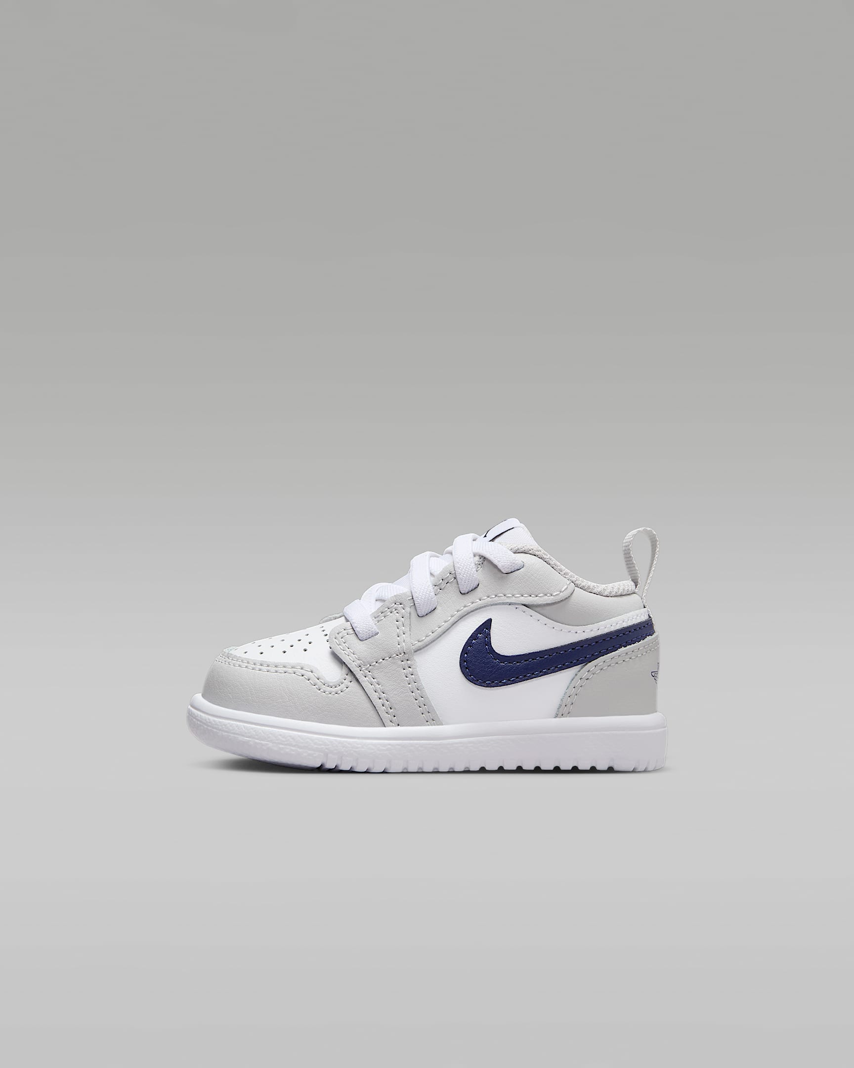Jordan 1 Low Alt 婴童运动鞋 - 白色/浅灰/橡皮中褐/深藏青