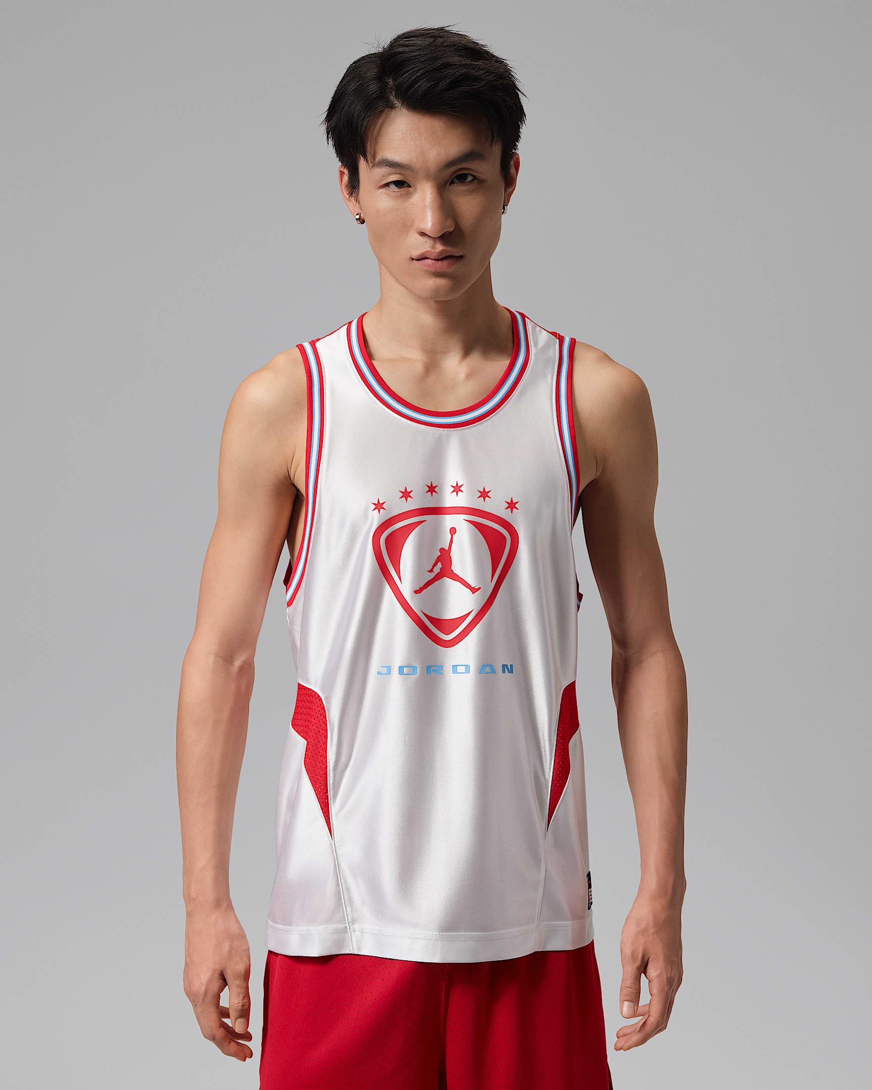 Jordan Brooklyn 男子无袖球衣 - 白色/大学红/大学红