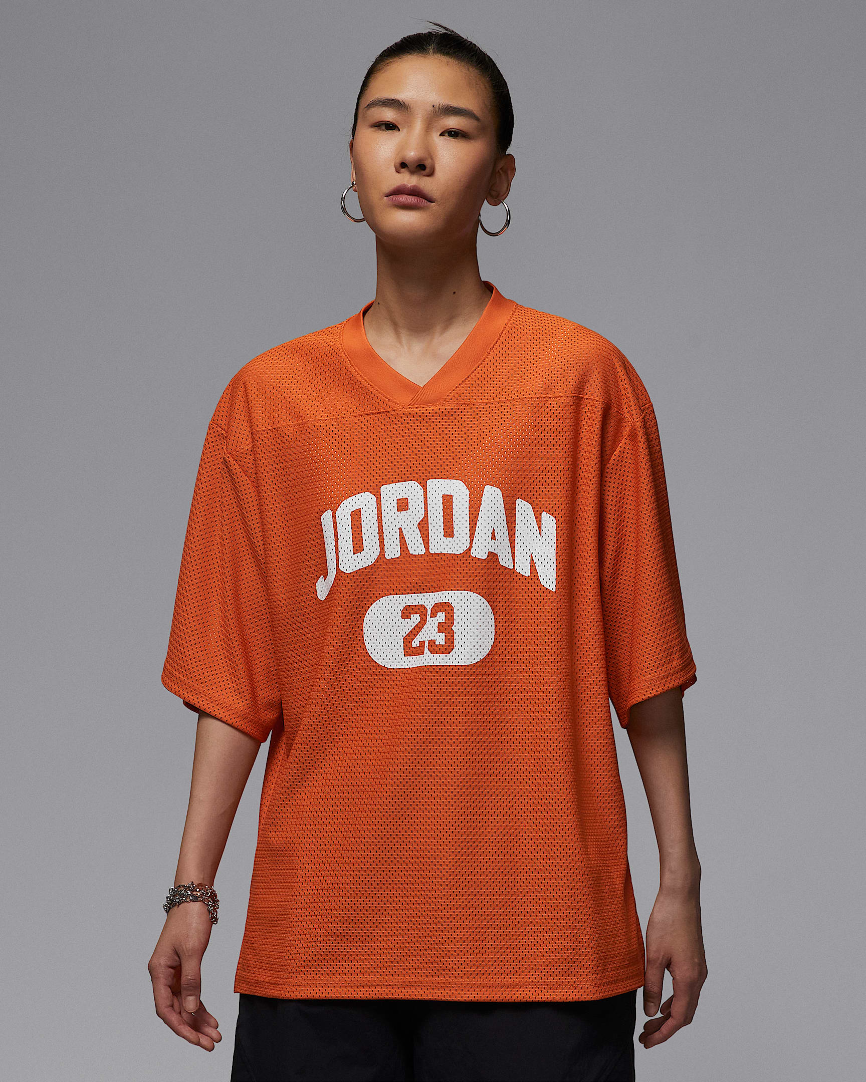 Jordan Brooklyn 女子网眼布球衣 - 海星橙/白色