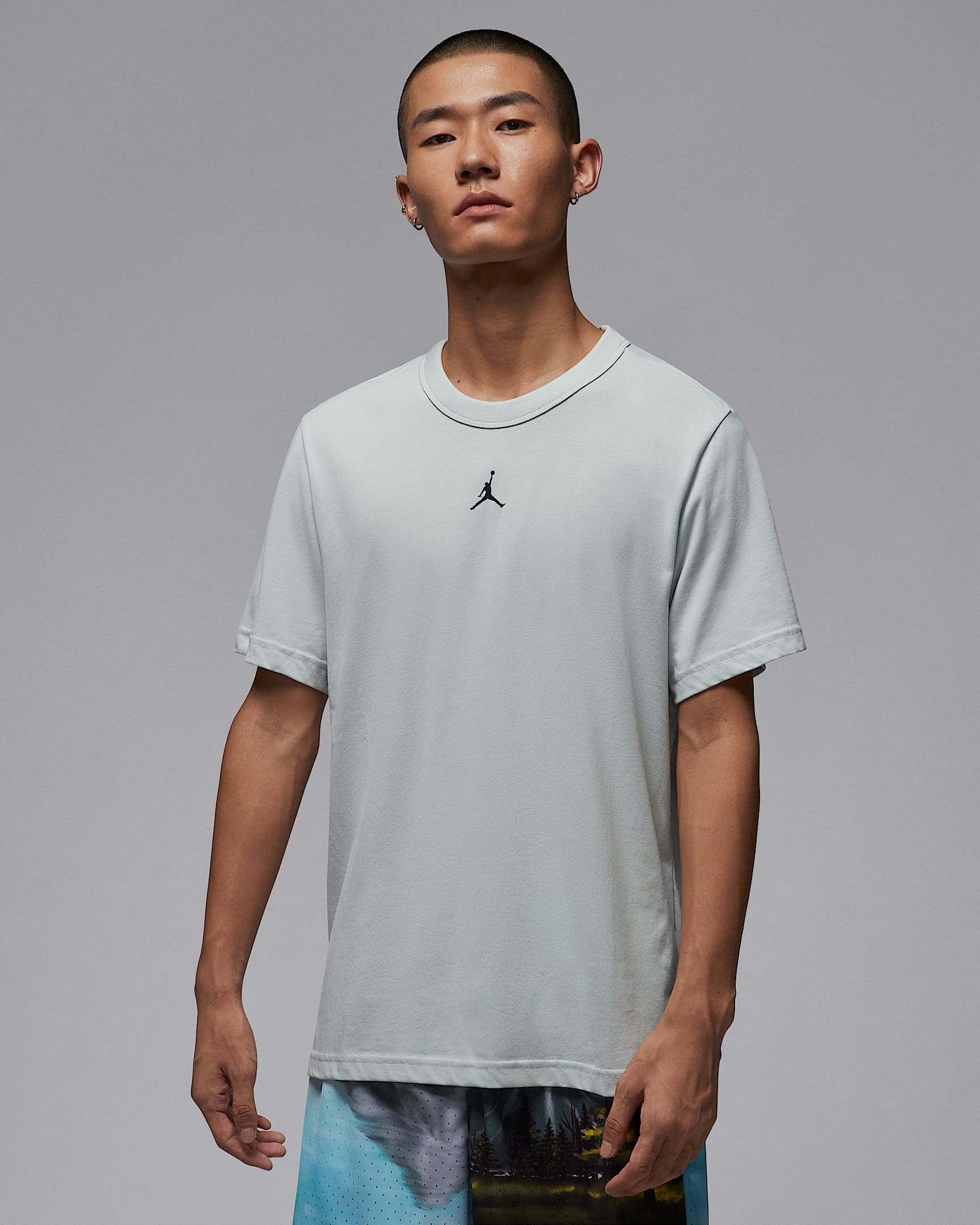 Jordan Dri-FIT Sport 男子透气速干短袖运动上衣 - 浅银/黑