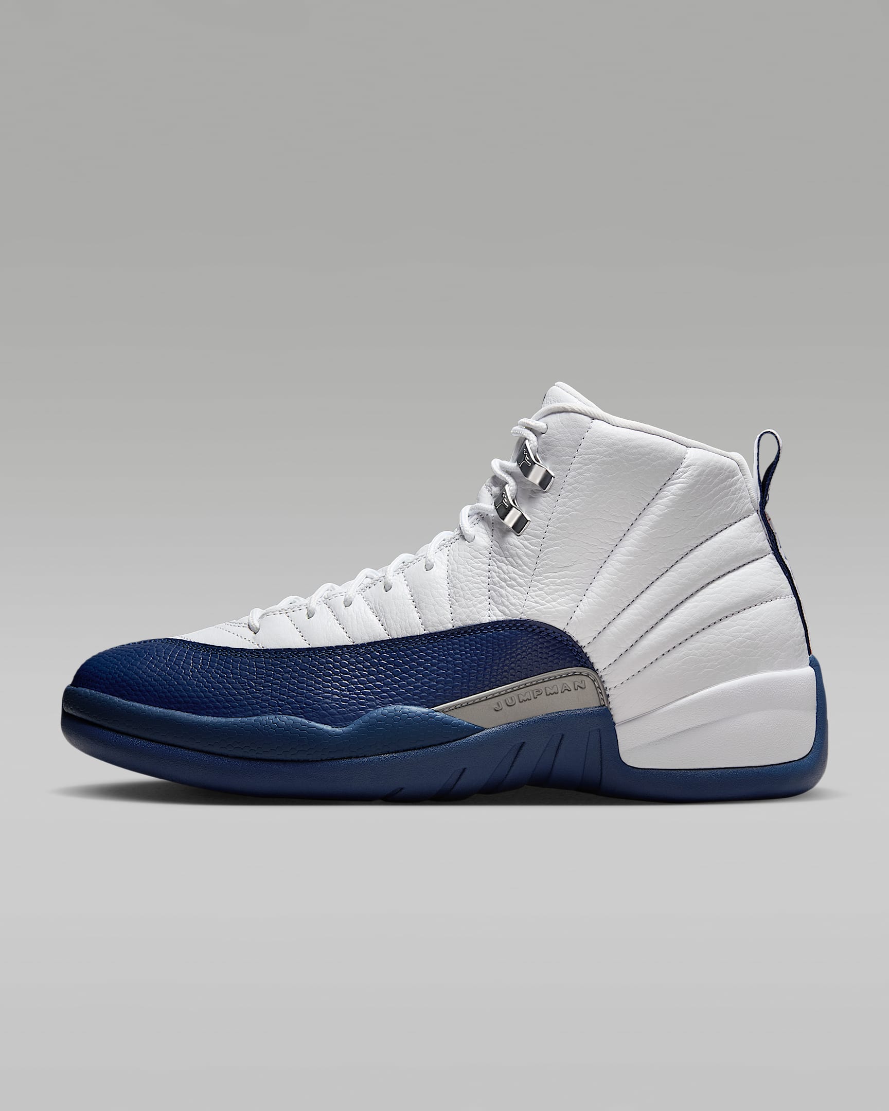 Air Jordan 12 Retro 复刻男子缓震复古运动鞋 - 白色/金属银/校园红/法国蓝