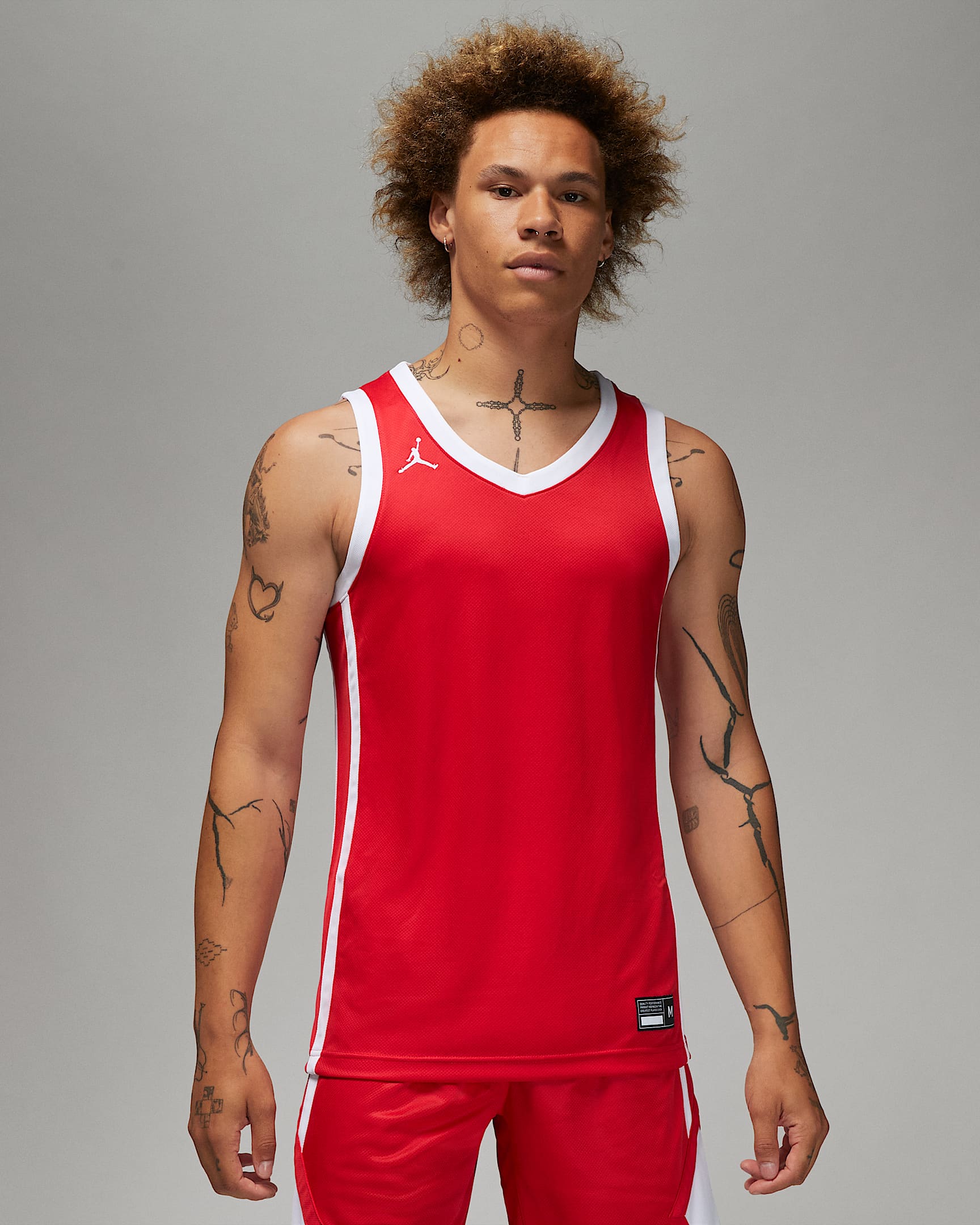 Jordan Dri-FIT Stock 男子速干球衣 - 队猩红/团队白/白色