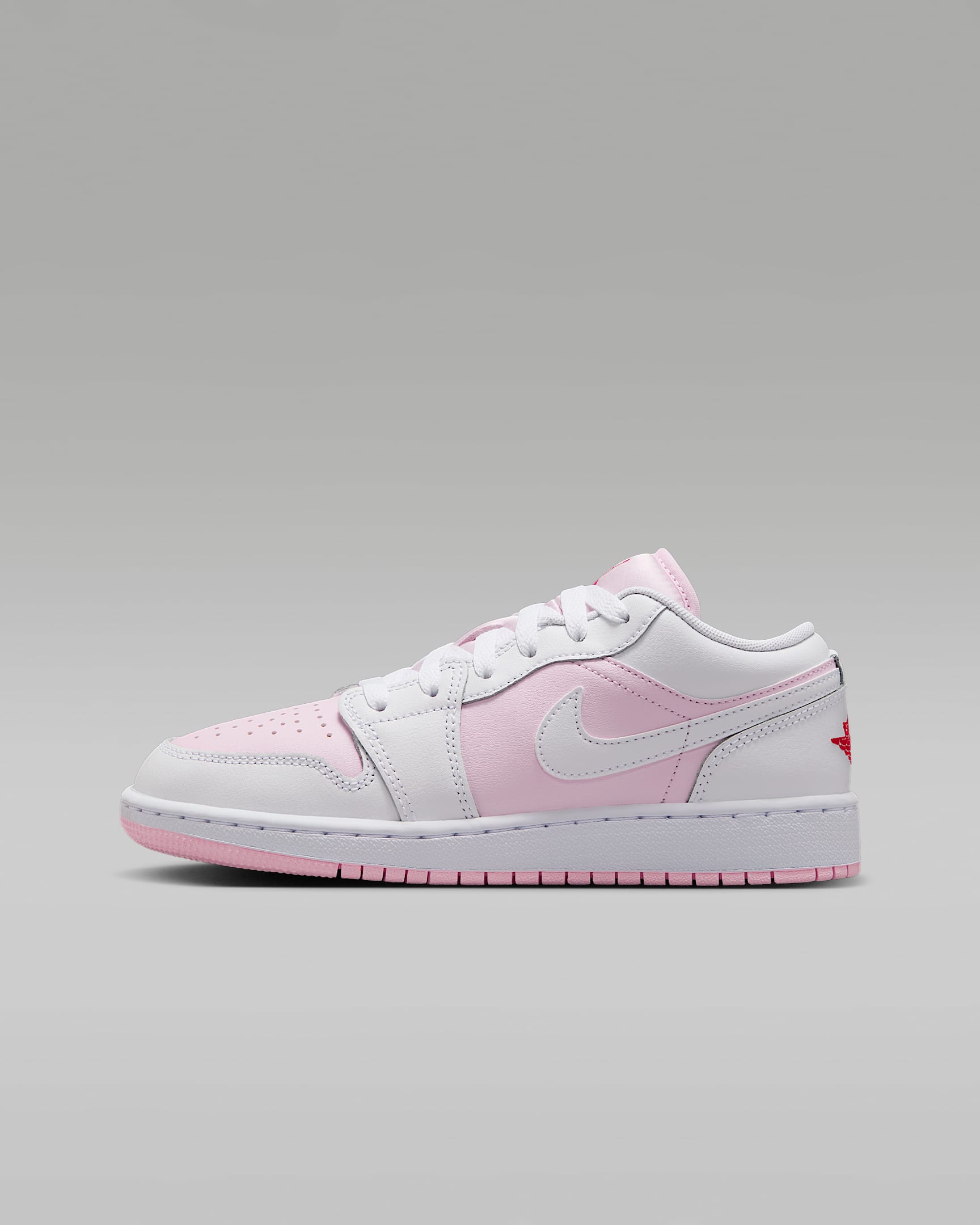 Air Jordan 1 Low 大童运动鞋 - 泡沫粉/火焰红/白色