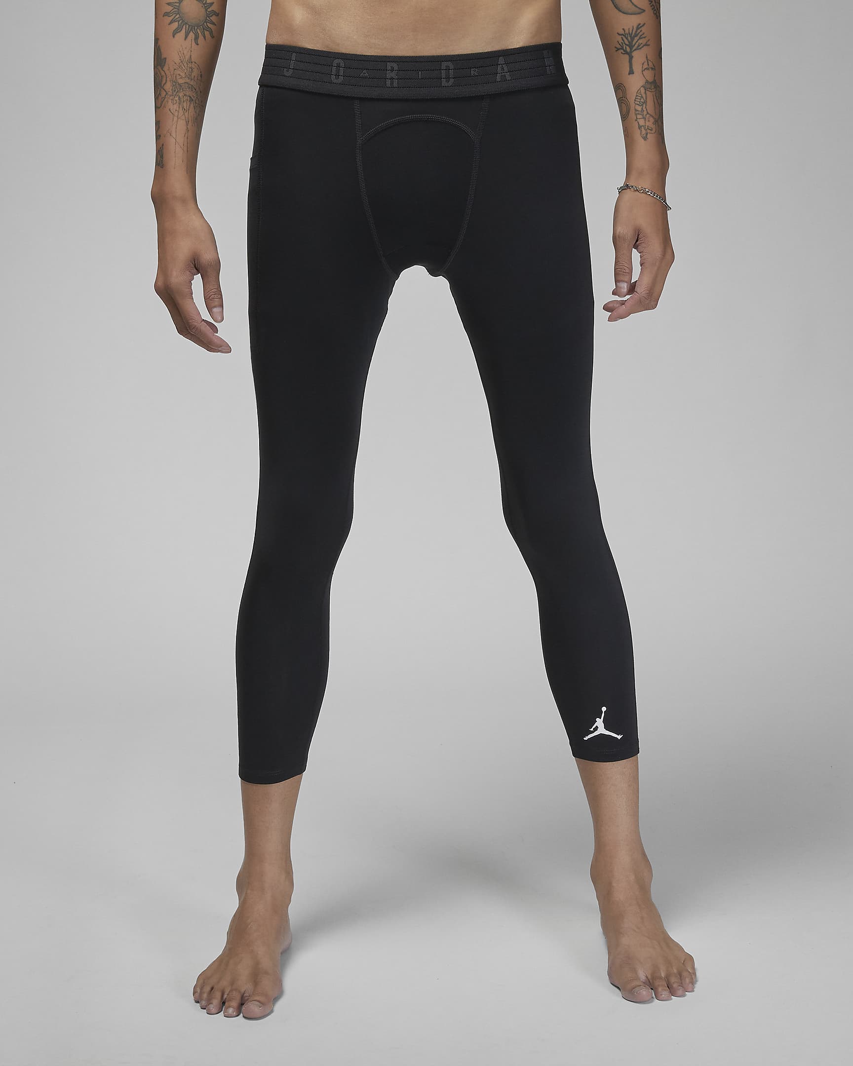 Jordan Sport Dri-FIT 男子速干七分紧身裤 - 黑/黑/白色