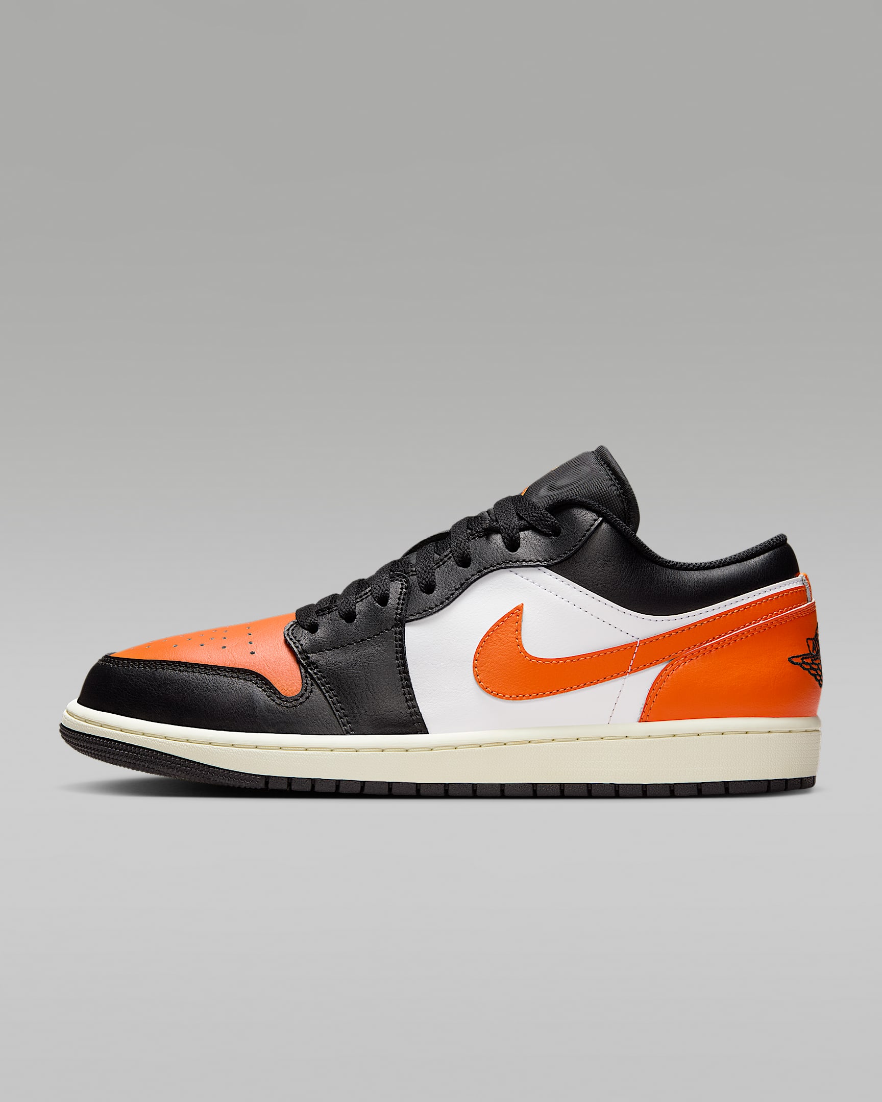 Air Jordan 1 Low 男子经典复古运动鞋 - 黑/白色/帆白/海星橙