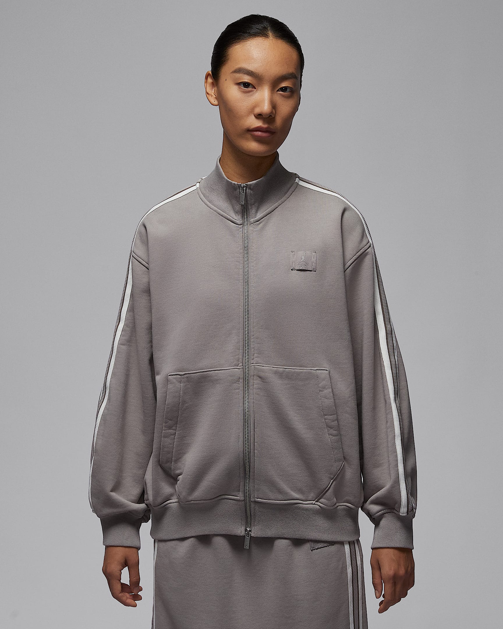 Jordan Flight Fleece 女子法式毛圈全长拉链开襟夹克 - 谜团石灰/卵石灰