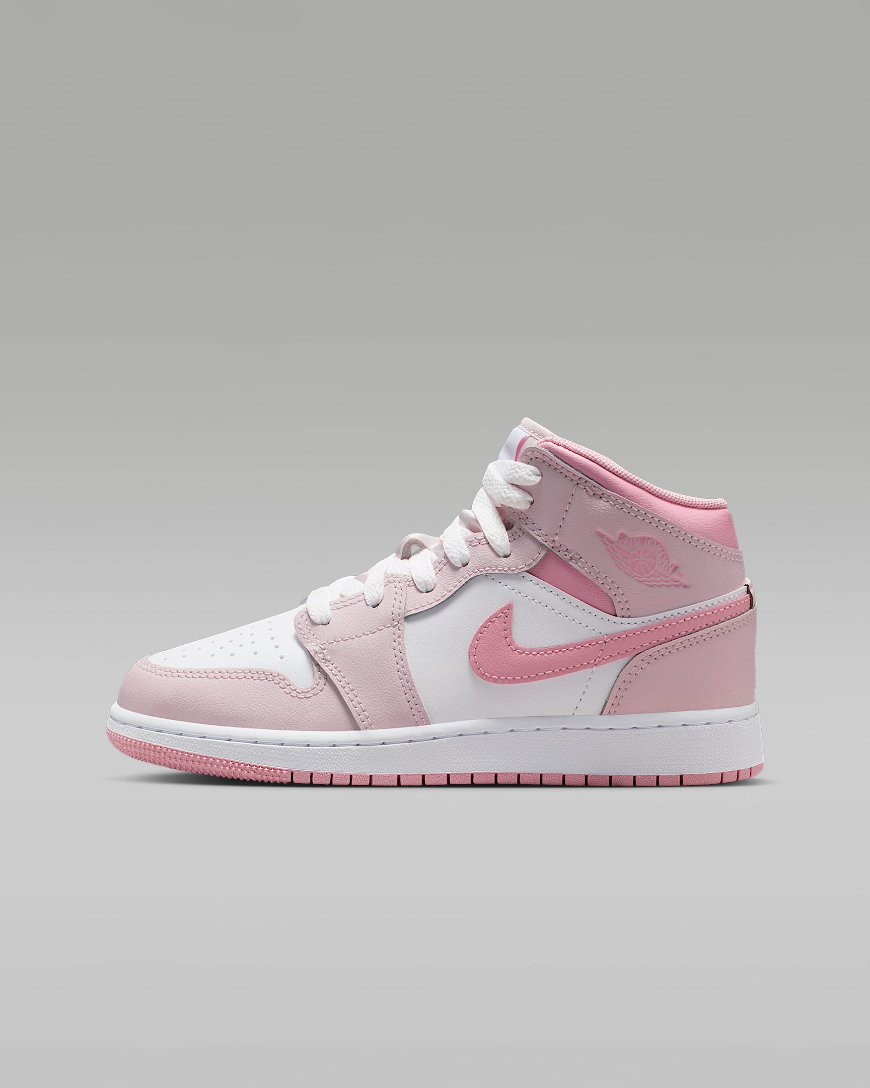 Air Jordan 1 Mid 大童运动鞋 - 珍珠粉/白色/中柔粉