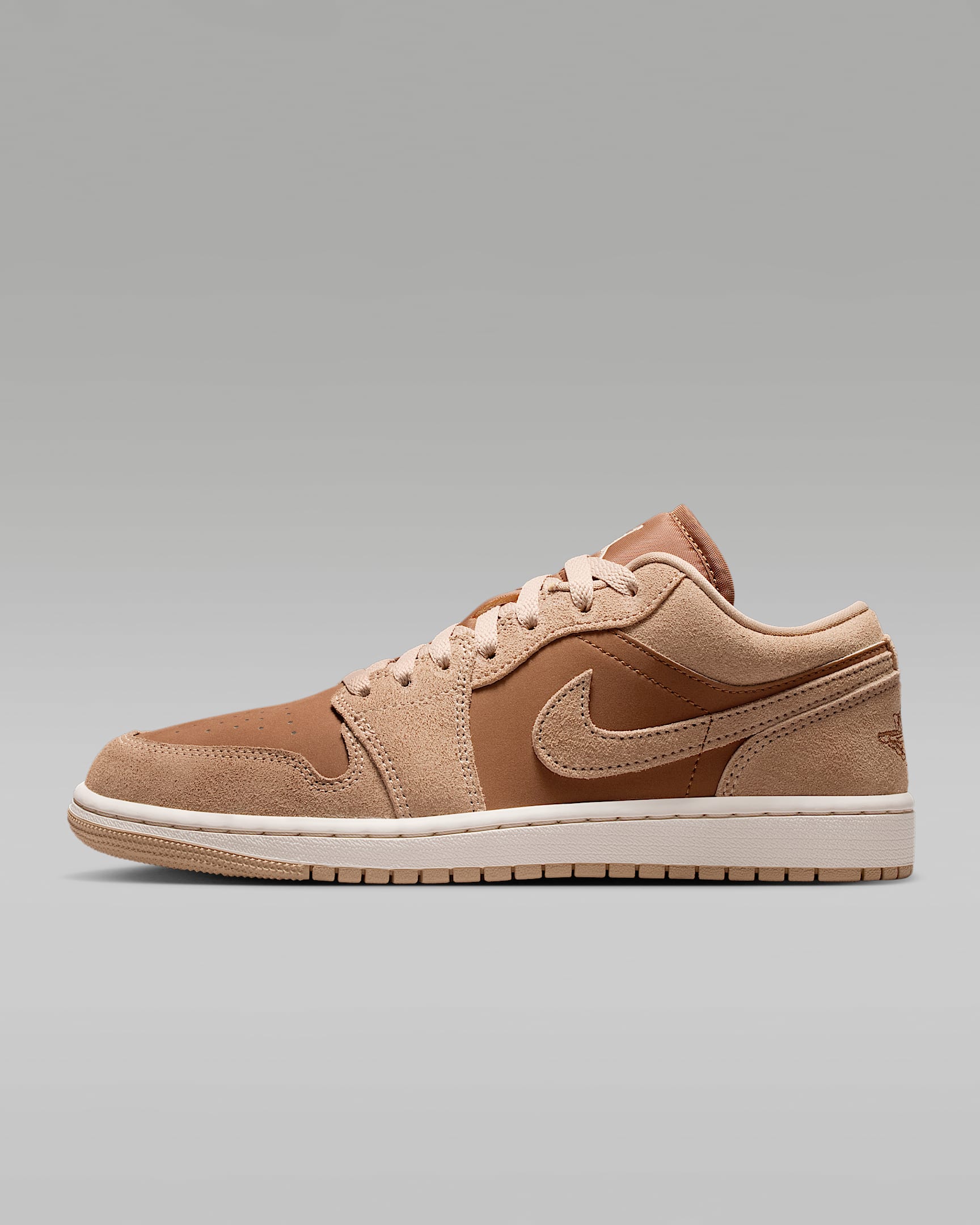 Air Jordan 1 Low 女子运动鞋刺绣板鞋 - 传奇中褐/粉白/浅英国褐
