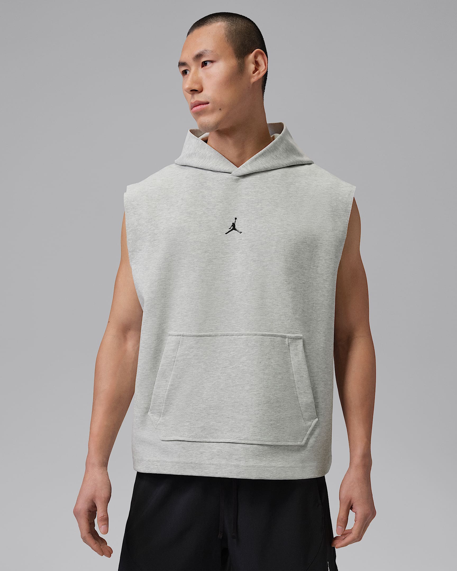 Jordan Sport Hoop Fleece Dri-FIT 男子速干无袖套头连帽衫 - 麻灰/淡灰/黑