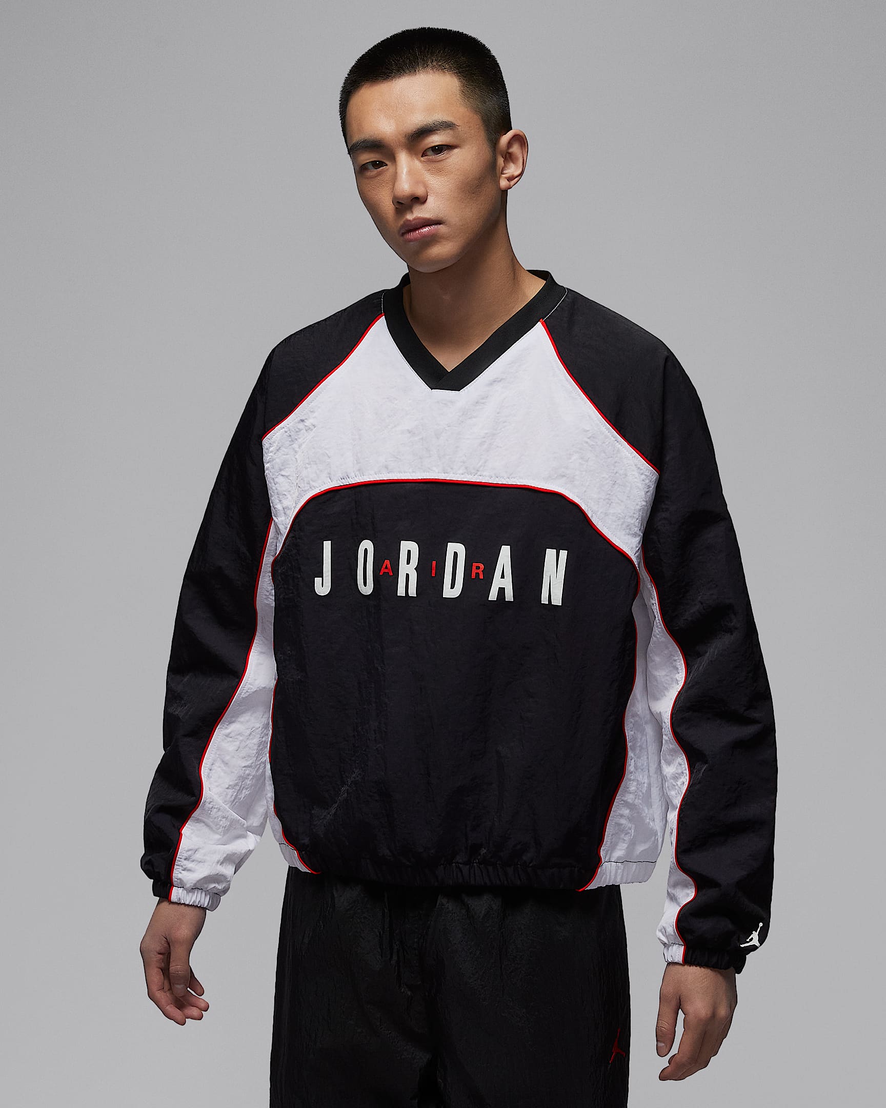 Jordan Flight 男子拒水长袖热身上衣 - 黑/白色/椒红/白色