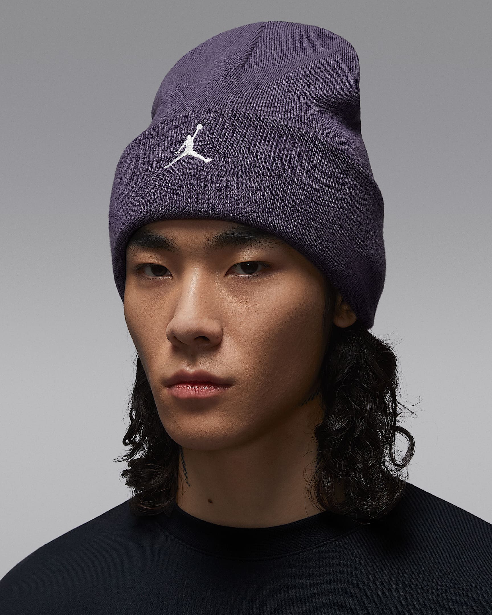 Jordan Peak 缎面衬里针织帽 - 乌紫/帆白