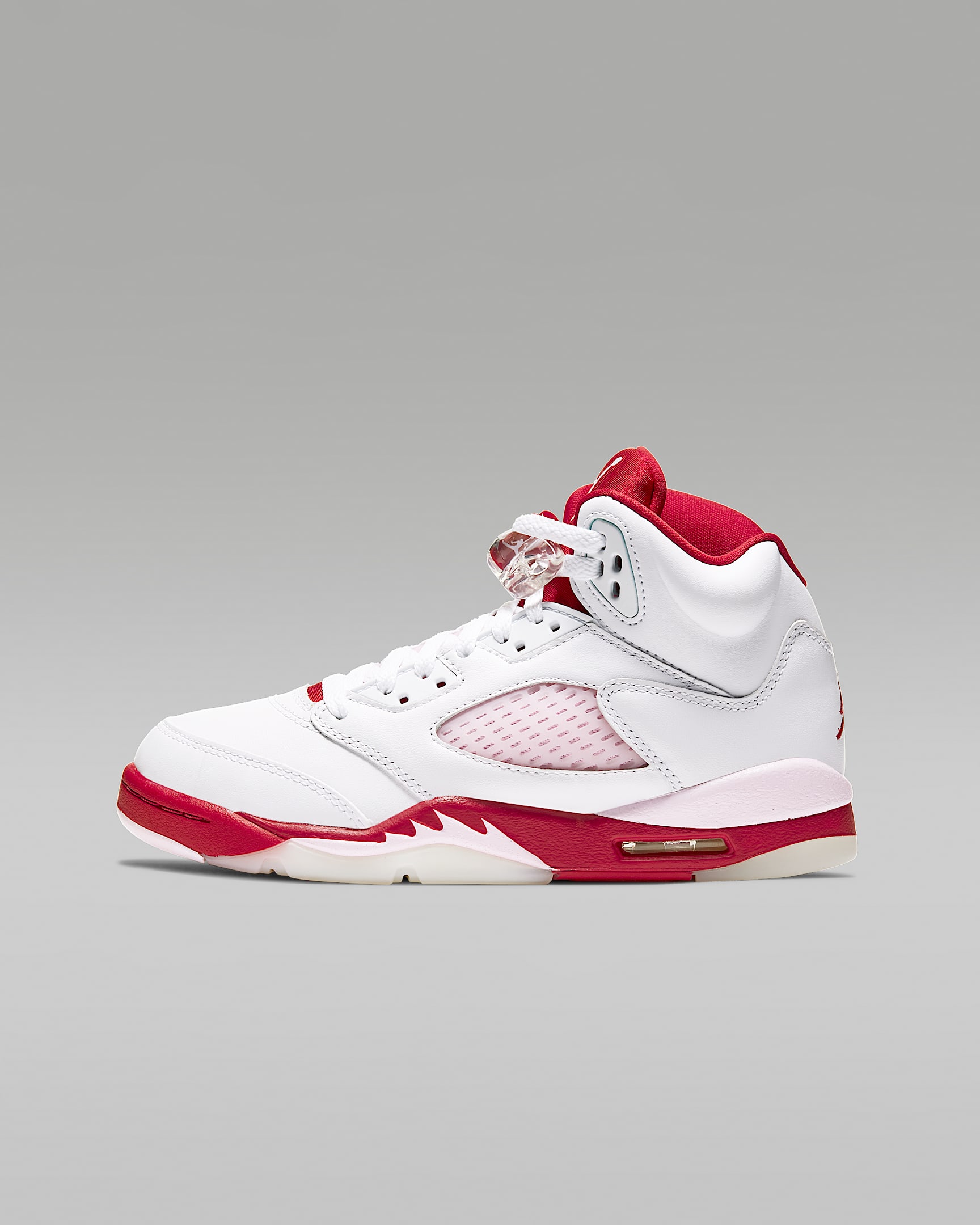 Air Jordan 5 Retro (GS) 复刻大童运动童鞋缓震舒适 - 白色/泡沫粉/健身红