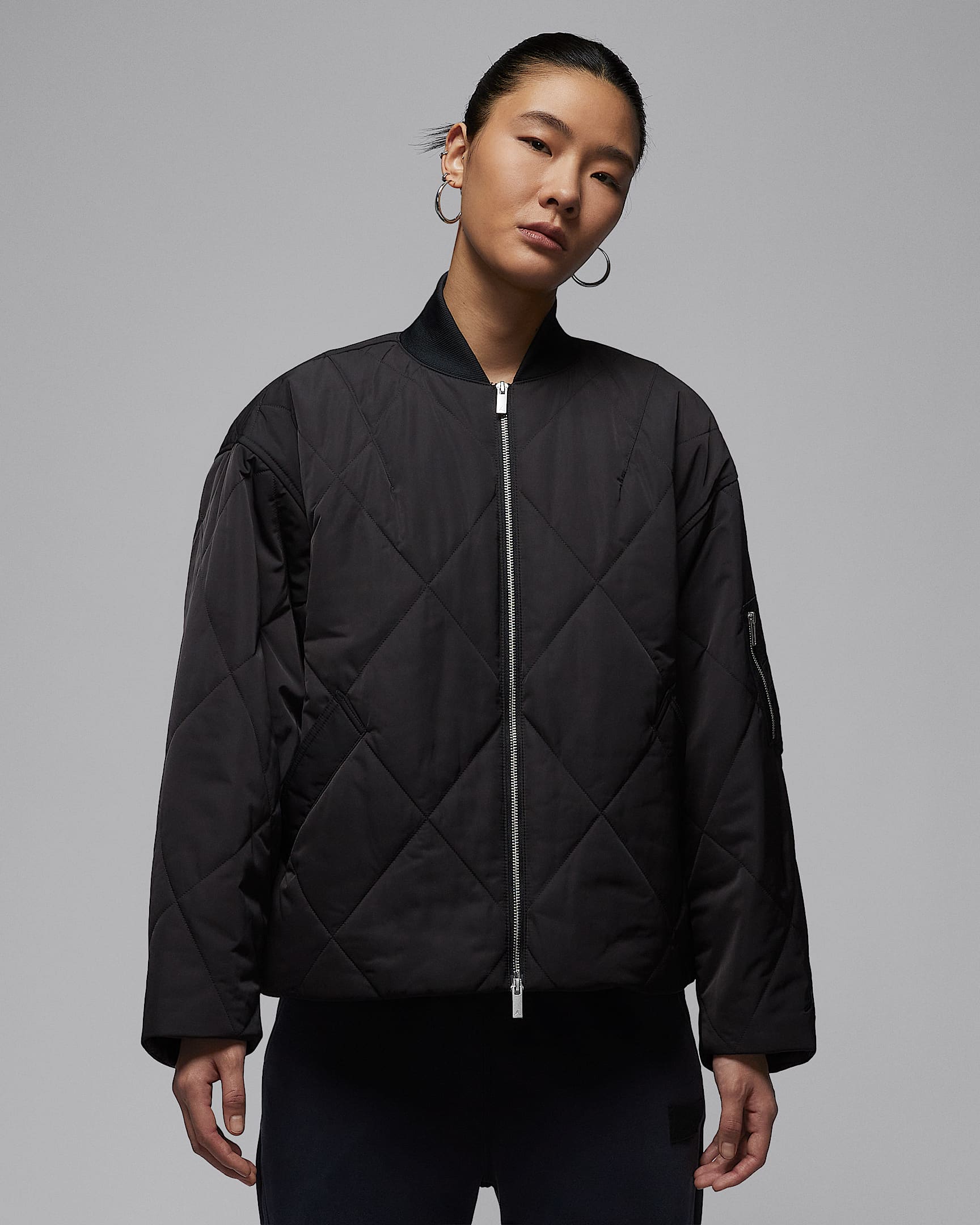 Jordan Flight Renegade 女子绗缝夹克 - 黑/黑/黑