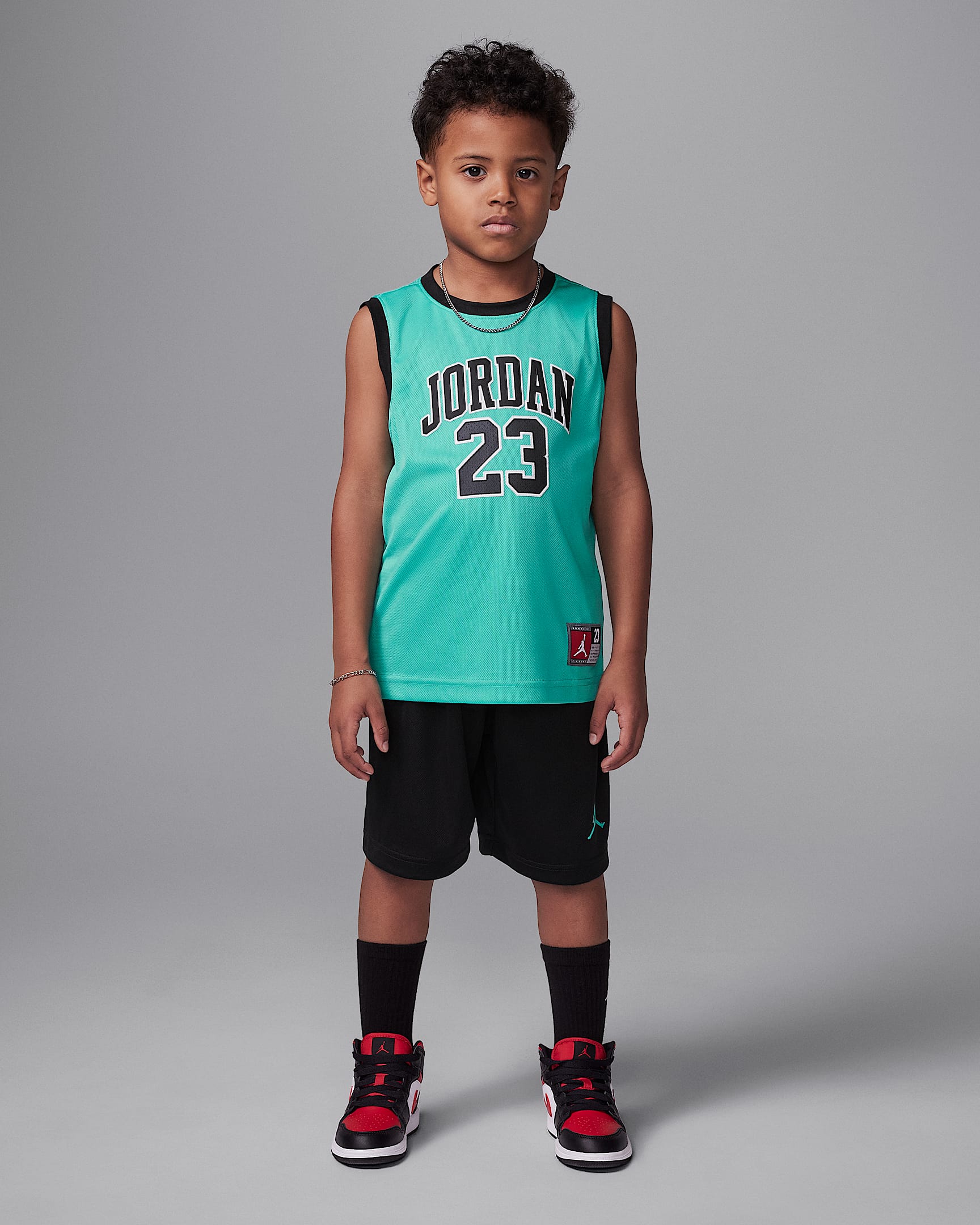 Jordan 23 幼童球衣和短裤套装 - 黑/水洗水鸭青