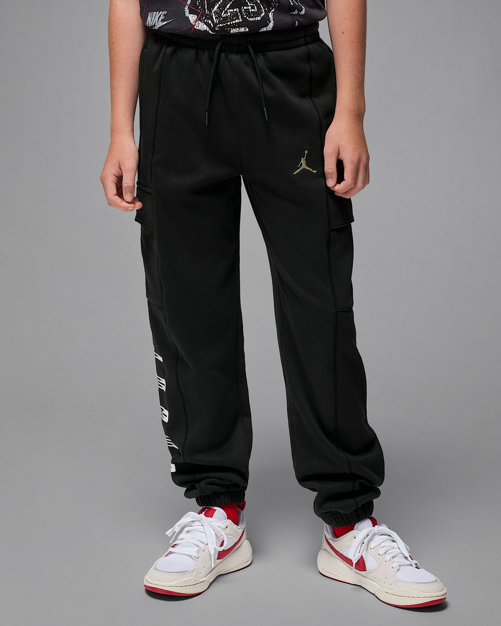 Jordan World Tour 大童加绒长裤 - 黑