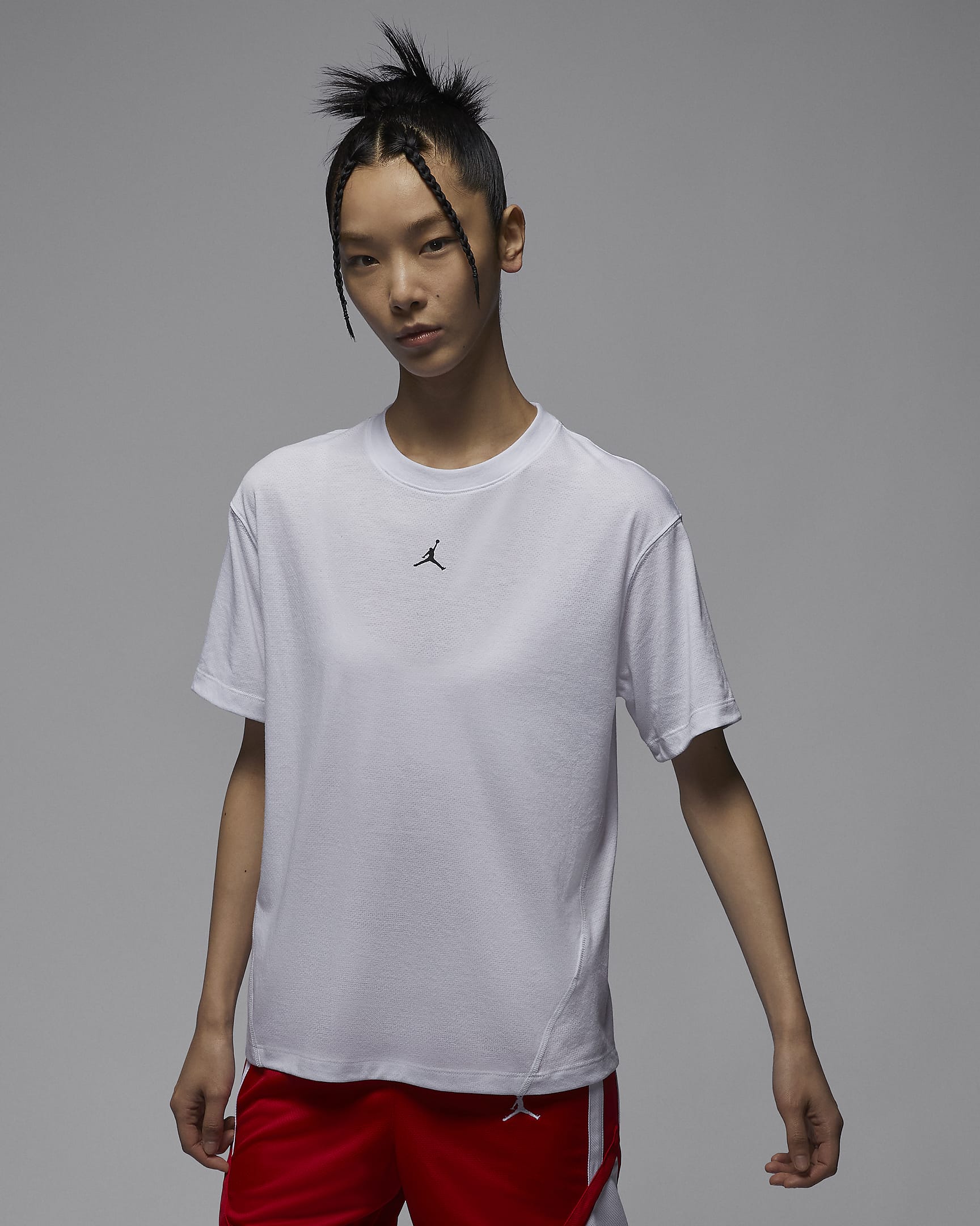 Jordan Sport Diamond 女子速干短袖篮球上衣 - 白色/黑