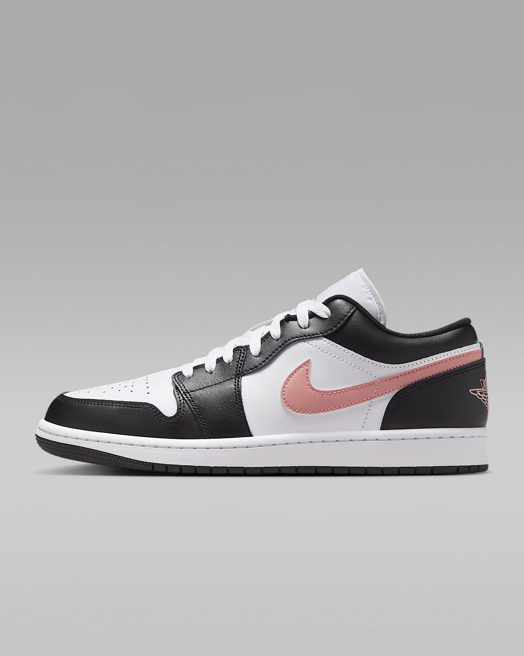 Air Jordan 1 Low 男子经典复古运动鞋 - 白色/黑/锈粉