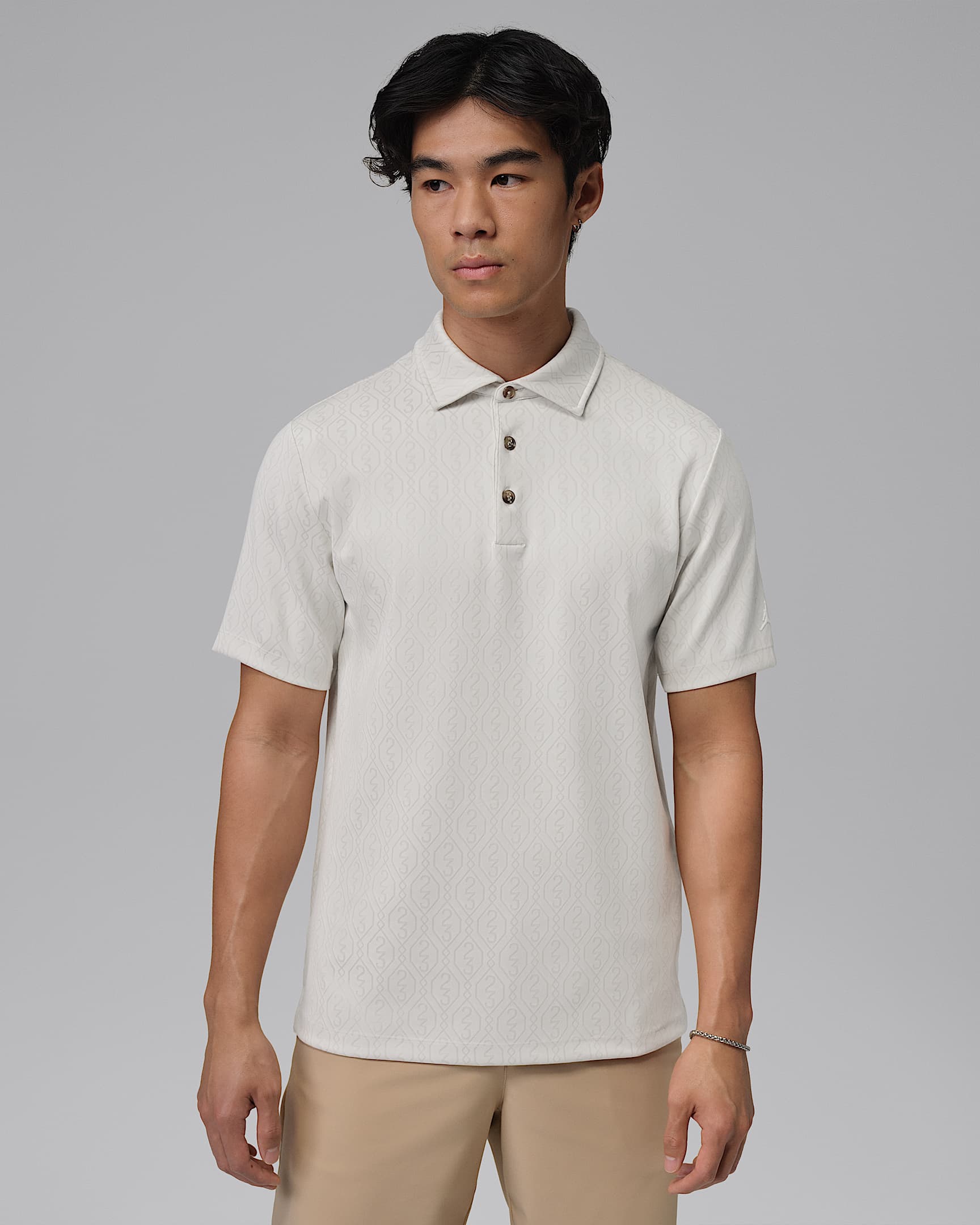 Jordan Sport 男子高尔夫防晒提花翻领T恤 - 帆白/帆白