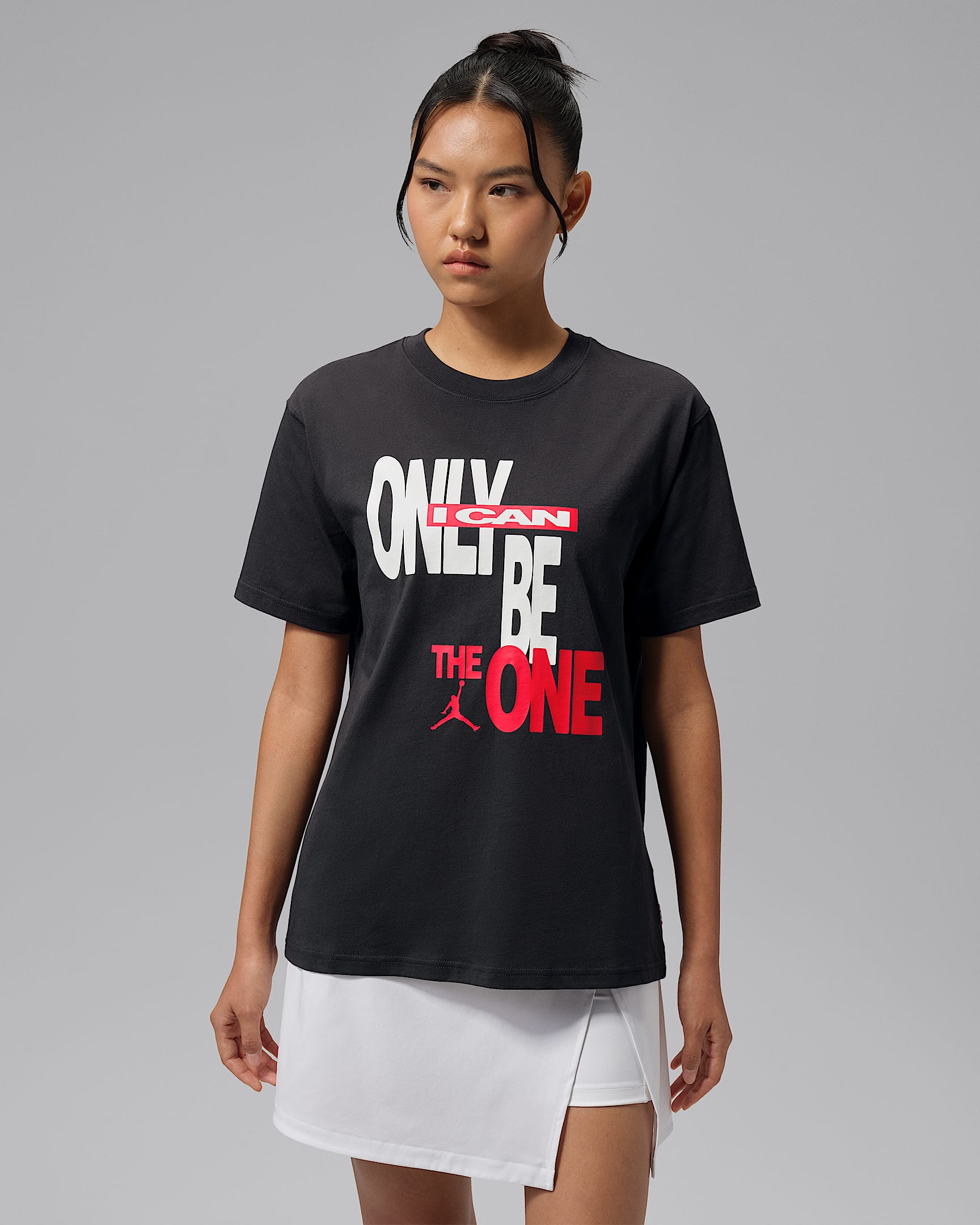 Jordan Sport Dri-FIT 女子速干印花短袖T恤 - 灰黑/大学红