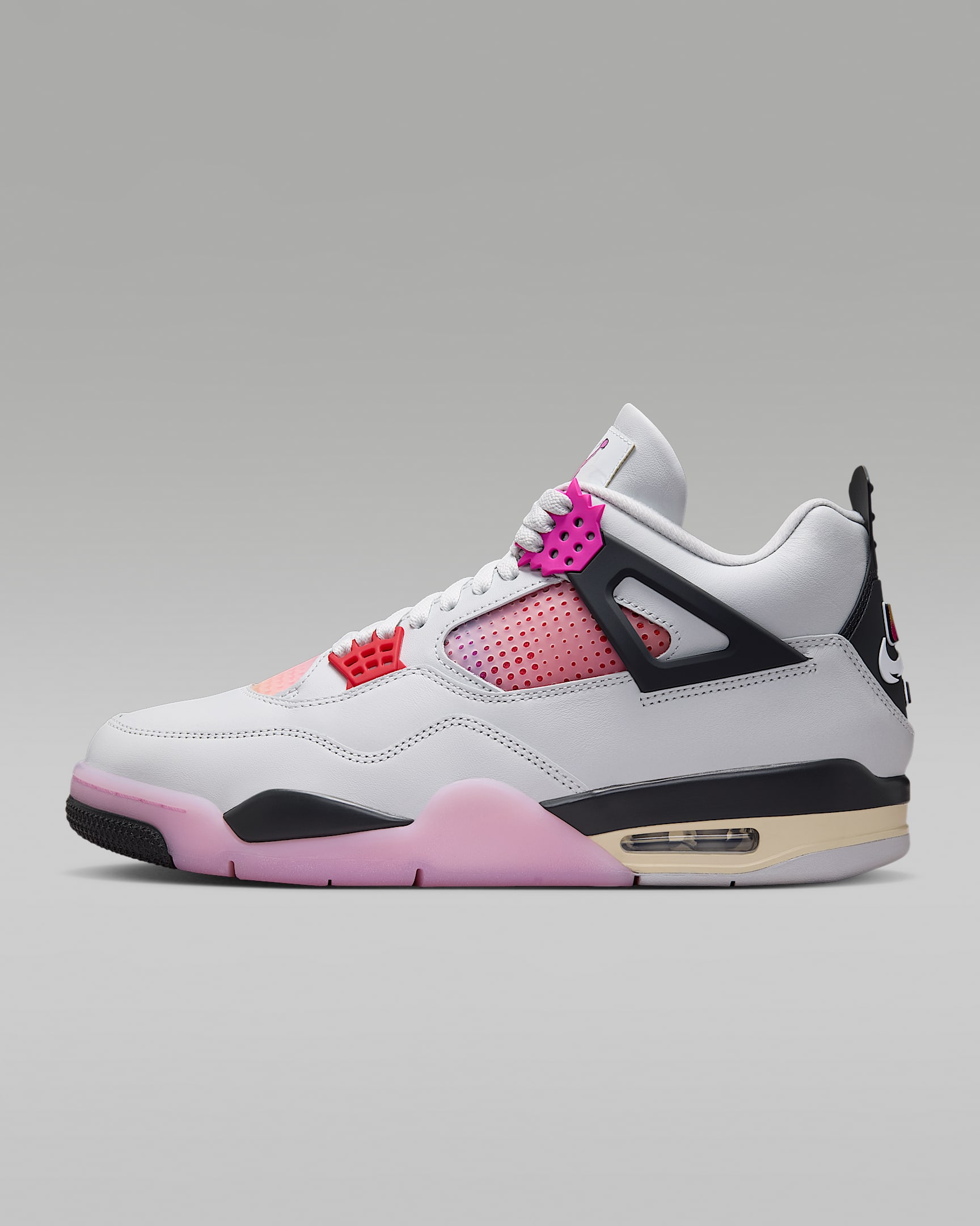 Air Jordan 4 Retro "Comic" 复刻男子运动鞋 - 米白/煤黑/火焰粉