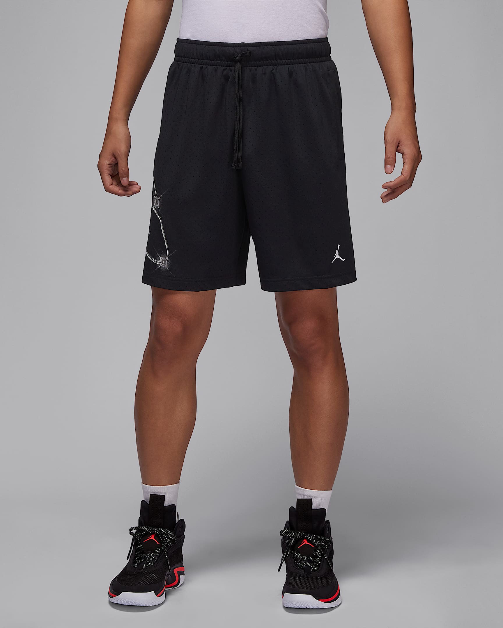 Jordan Sport Dri-FIT 男子速干印花短裤 - 黑/白色