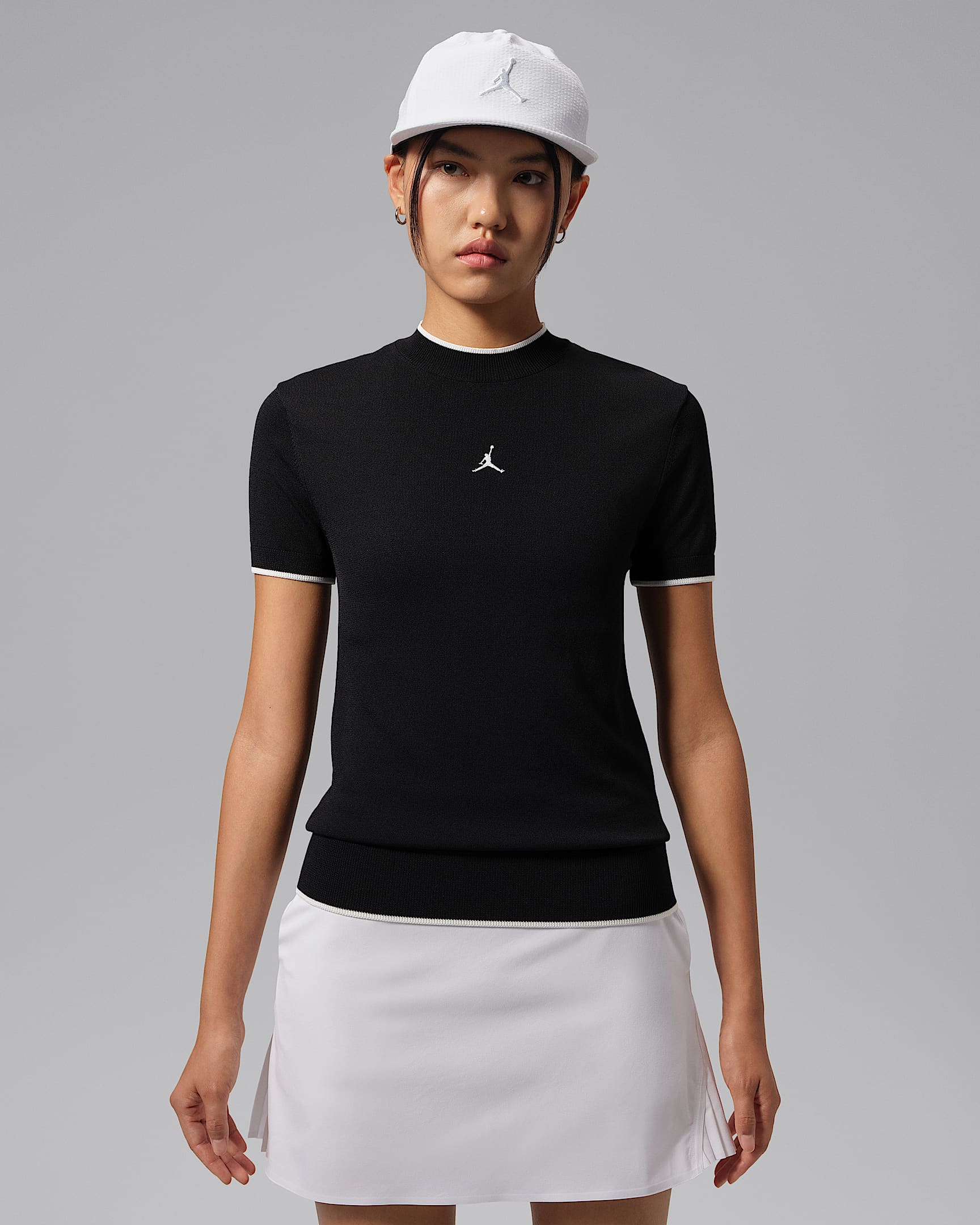 Jordan Sport 女子企领短袖高尔夫上衣 - 黑/帆白/帆白
