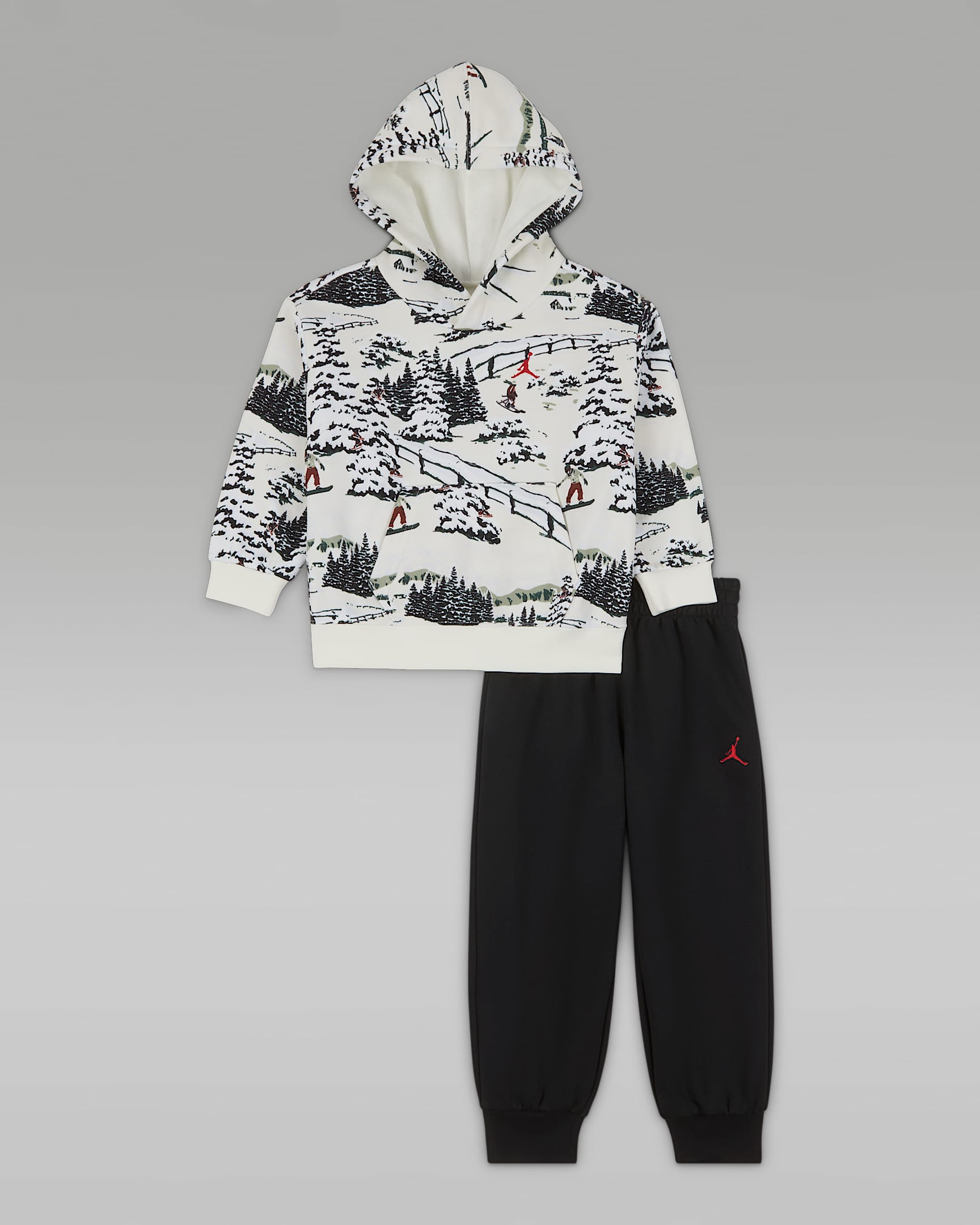 Jordan Brooklyn Fleece 婴童假日风加绒连帽衫和长裤套装 - 帆白