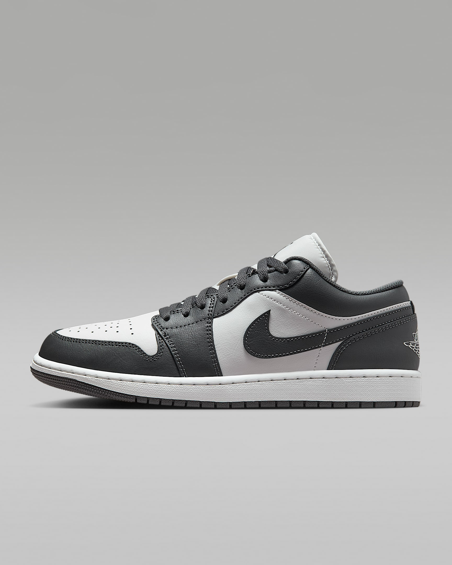 Air Jordan 1 Low 男子经典复古运动鞋 - 铁灰/山峰白