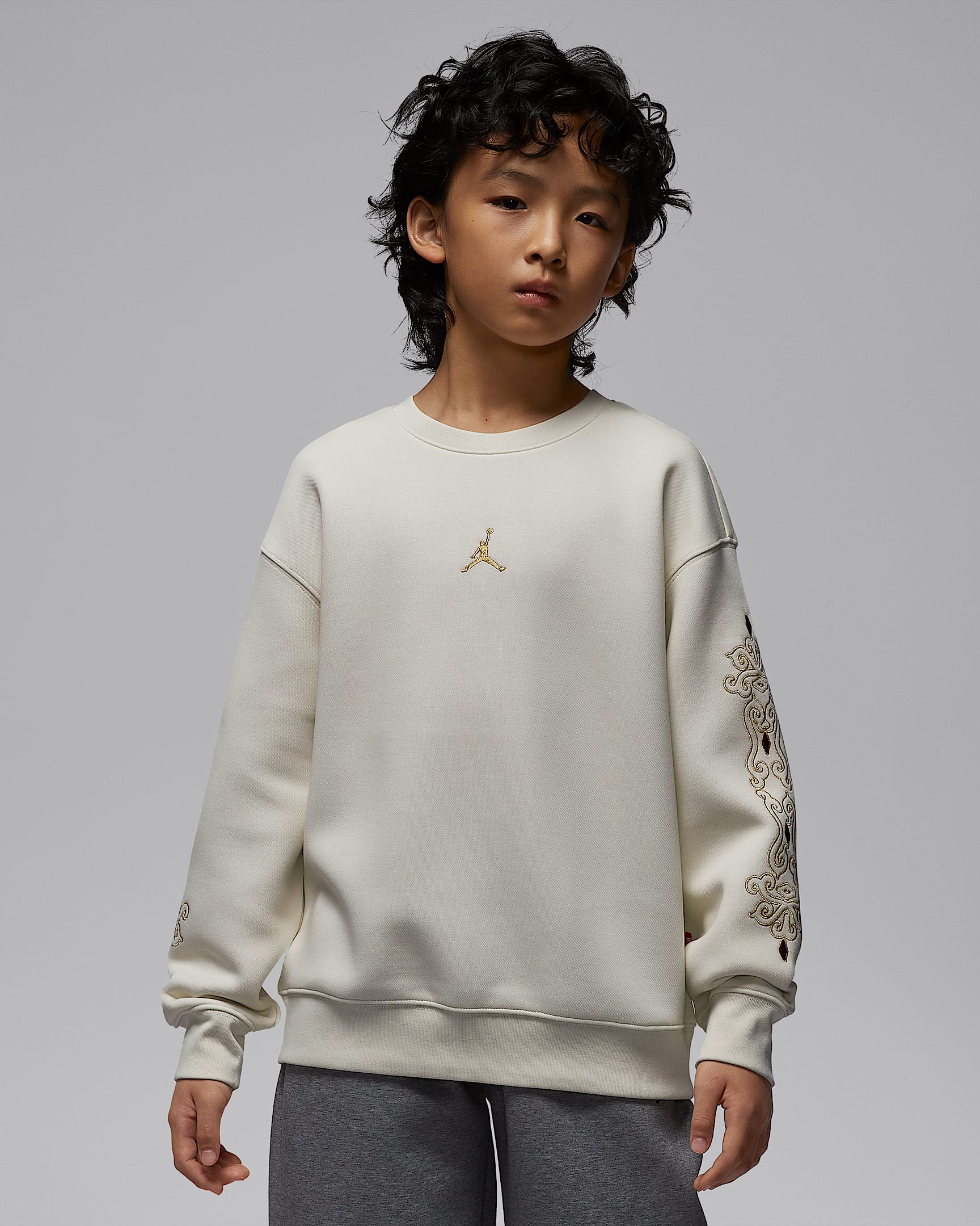 Jordan Flight 新年系列大童针织圆领上衣 - 海草绿