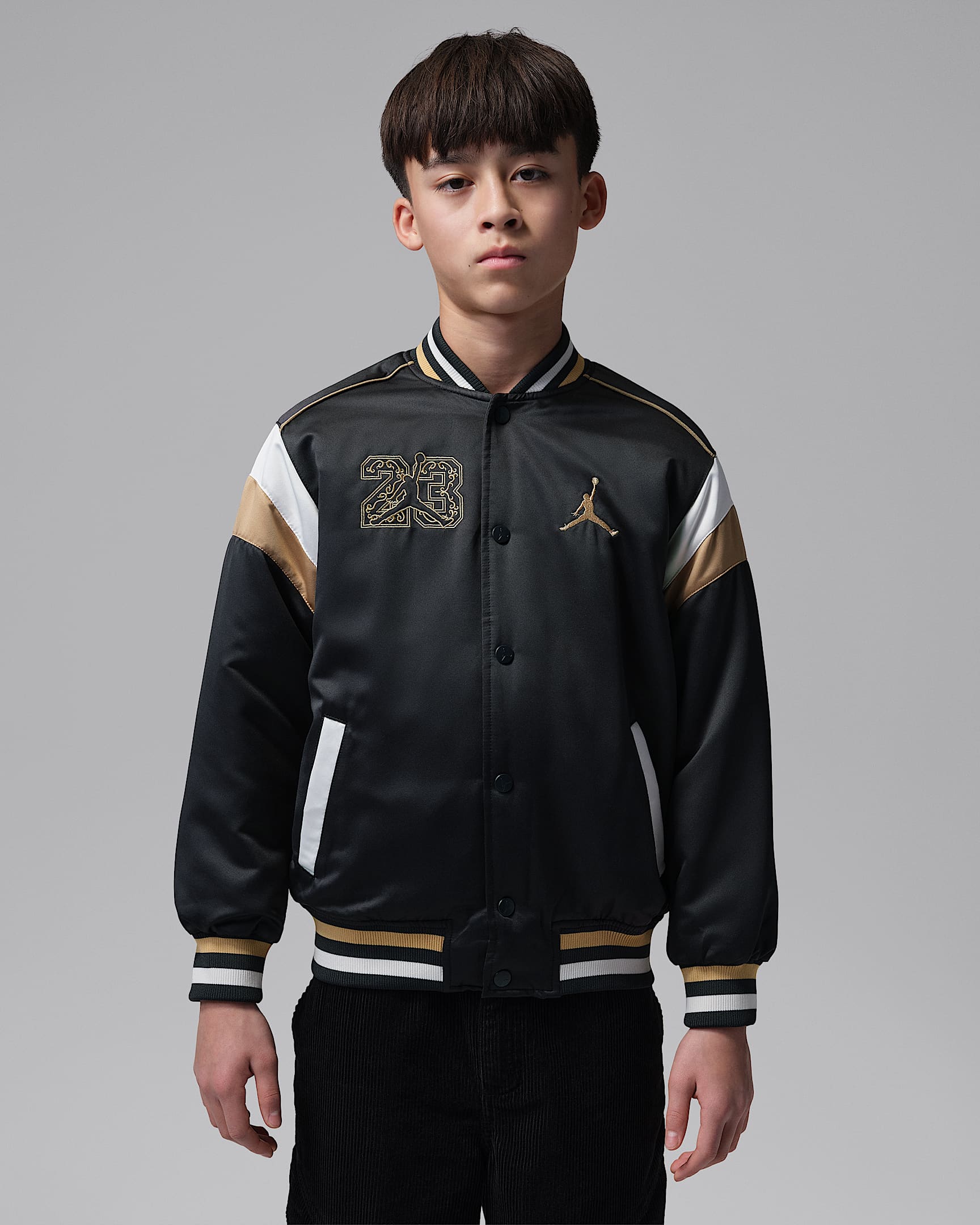 Jordan 新年系列大童缎面夹克 - 黑