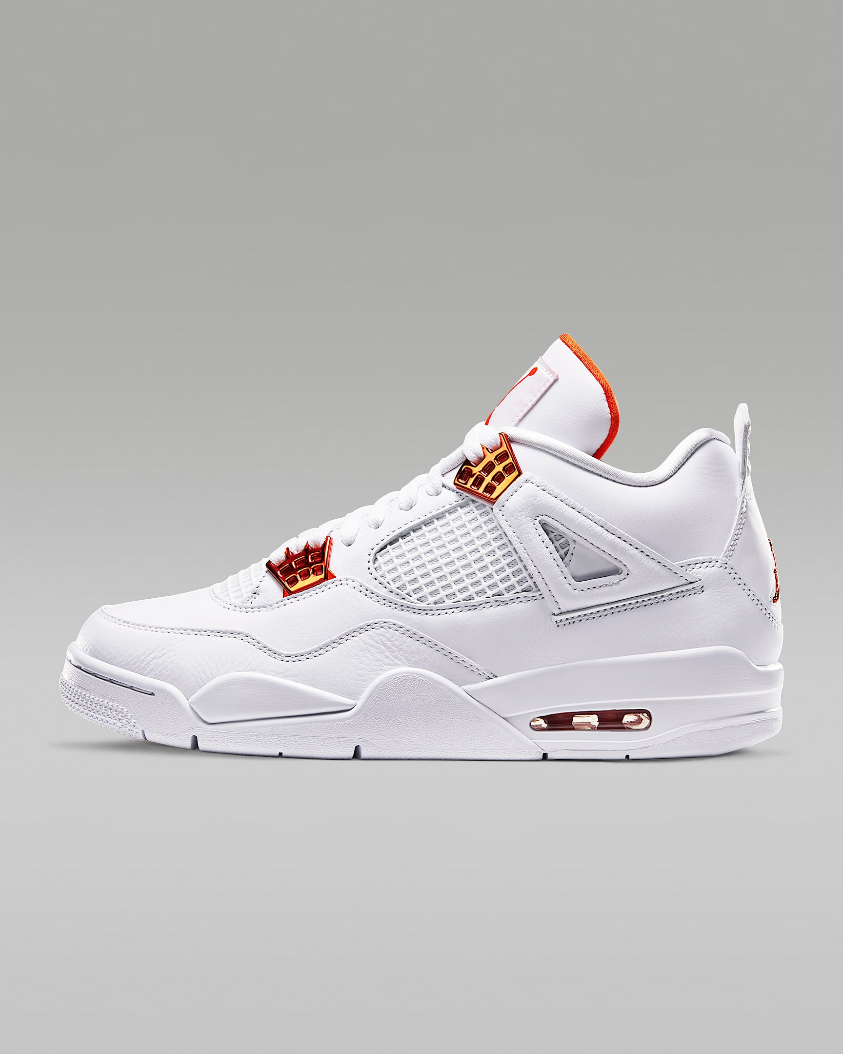 Air Jordan 4 Retro 复刻男子运动鞋 - 白色/金属银/队橙