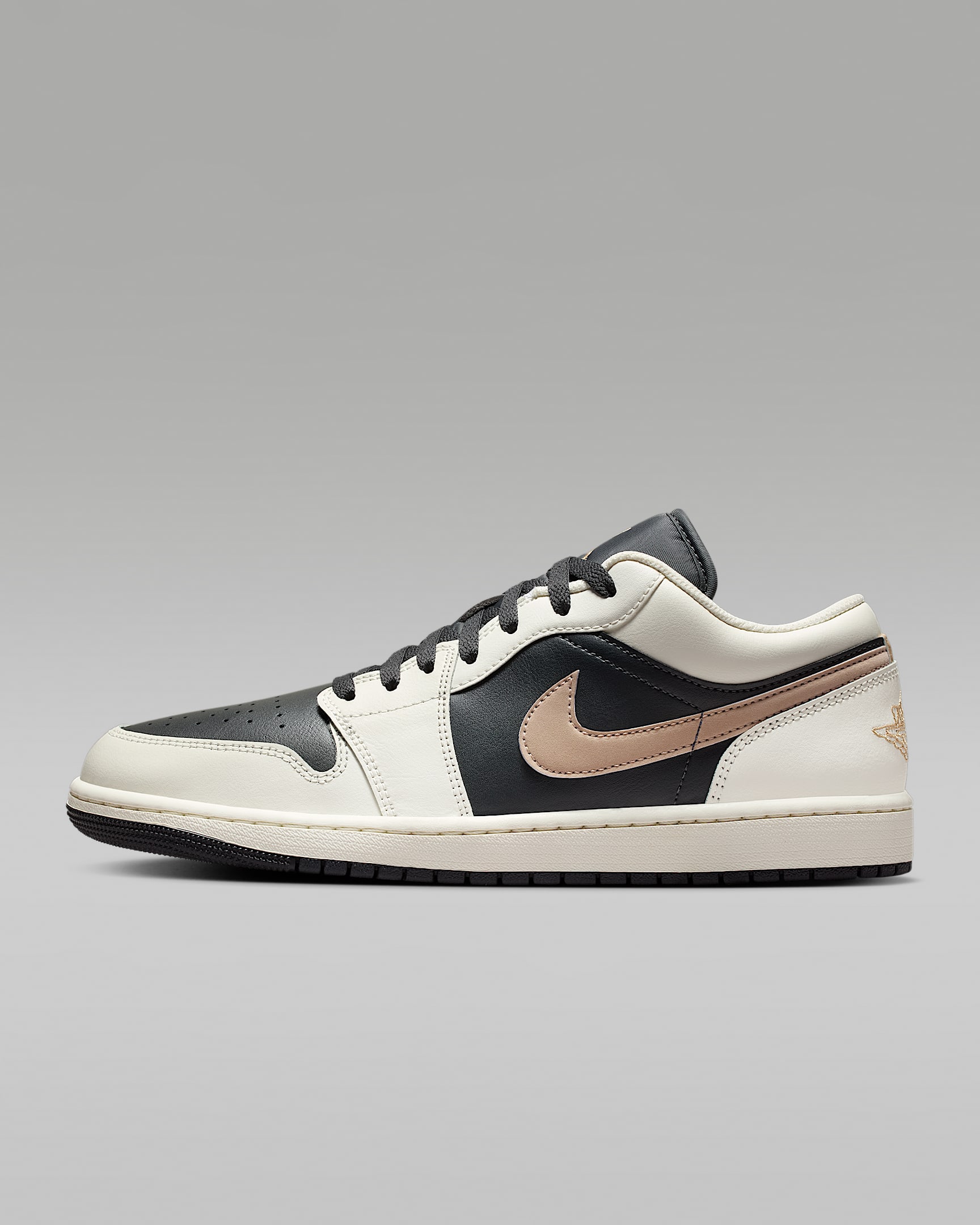 Air Jordan 1 Low 男子运动鞋 - 煤黑/帆白/麻黄