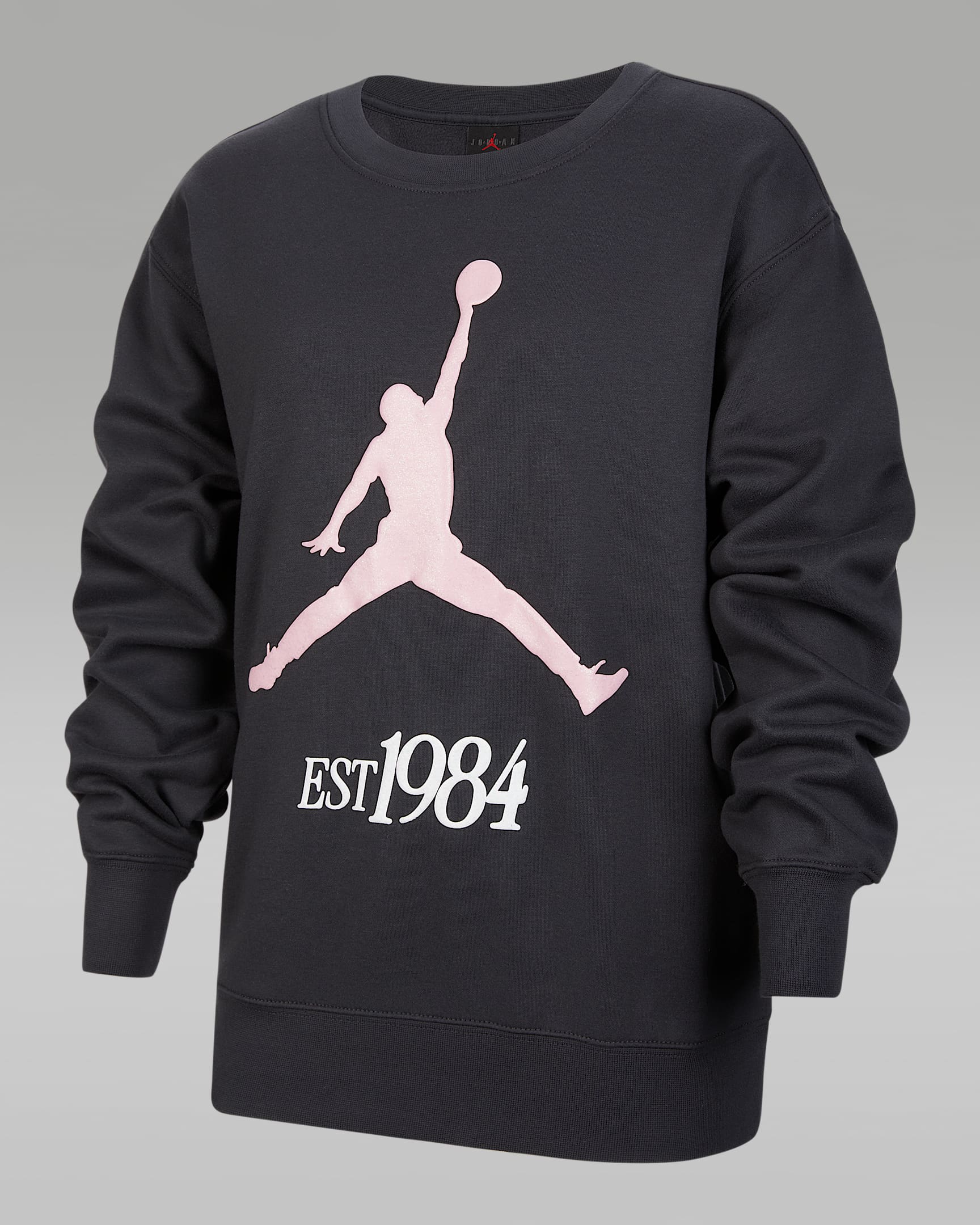 Jordan Jumpman Club 大童加绒圆领上衣 - 灰黑
