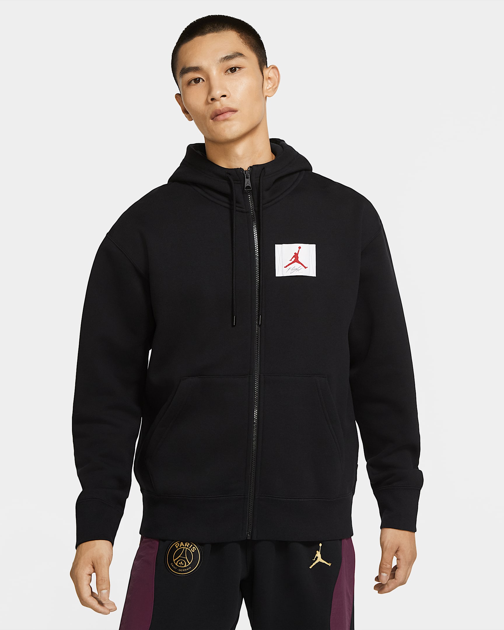 Jordan Flight 男子全长拉链开襟起绒连帽衫 - 黑