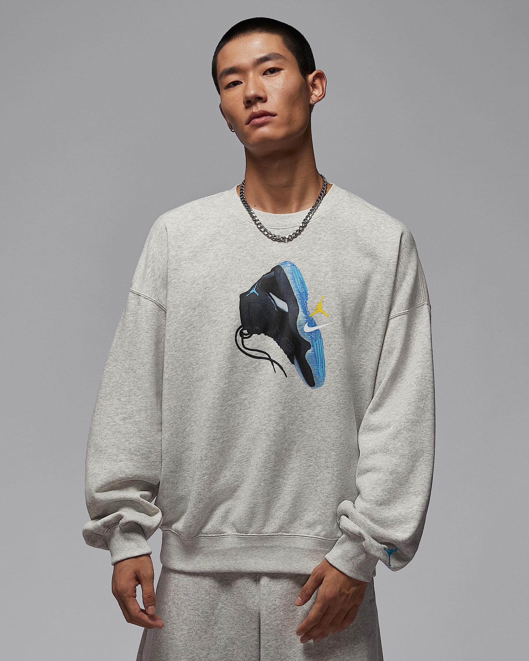 Jordan Brooklyn Fleece 男子圆领运动衫 - 麻灰/伽马蓝