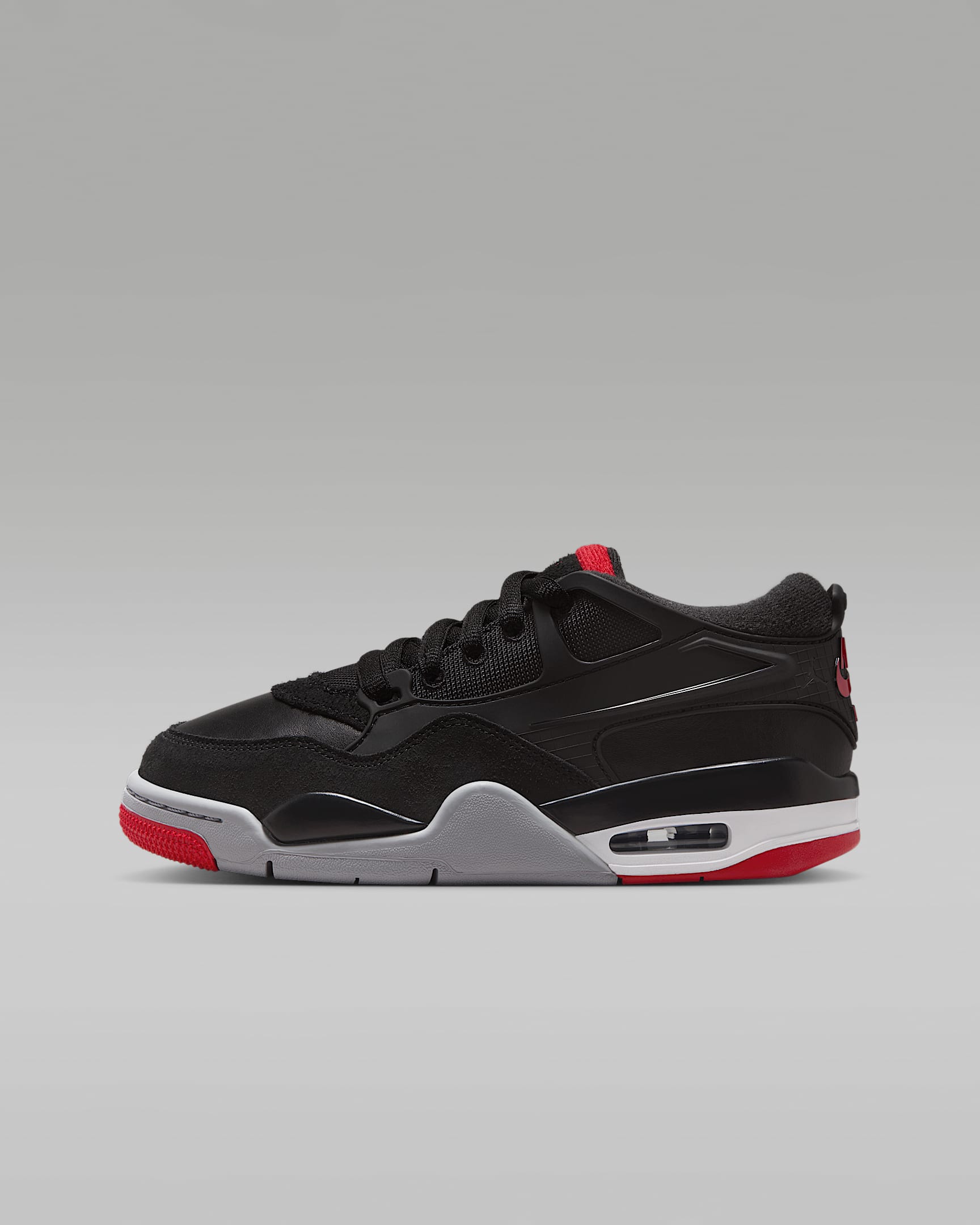 Air Jordan 4 RM 大童运动鞋骑士鞋 - 黑/狼灰/白色/校园红