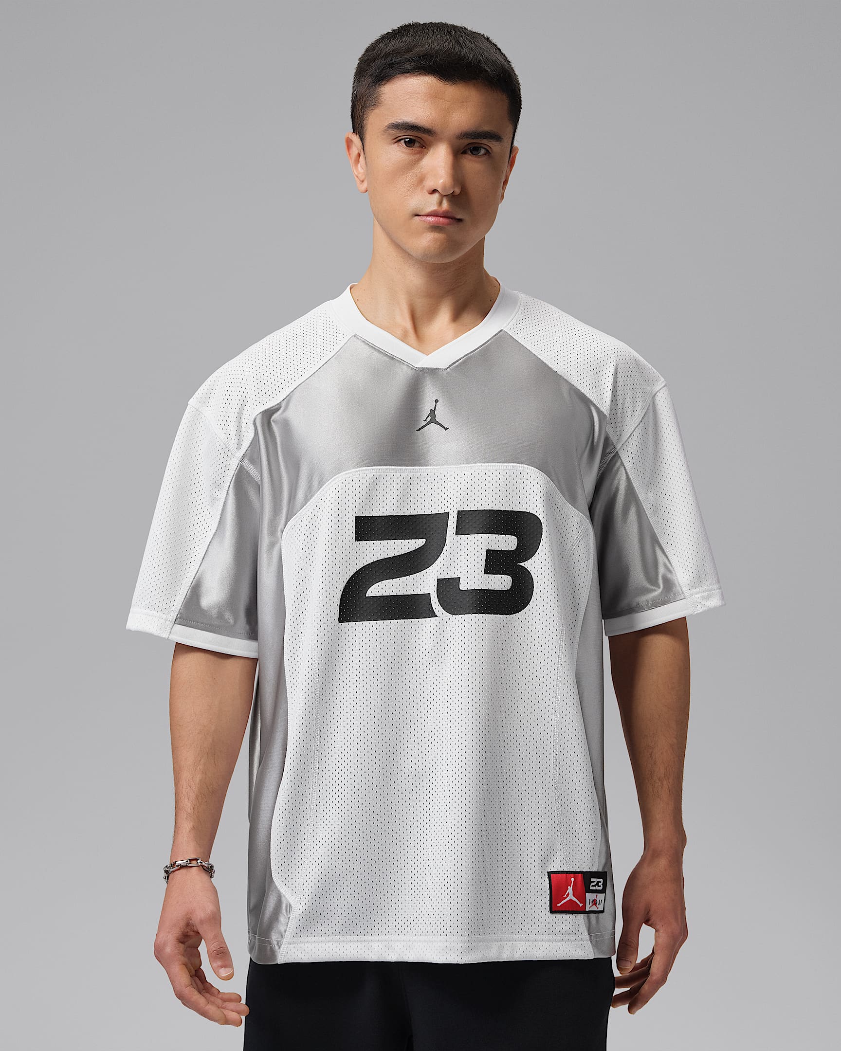 Jordan Flight 男子短袖针织上衣 - 白色/浅烟灰/黑