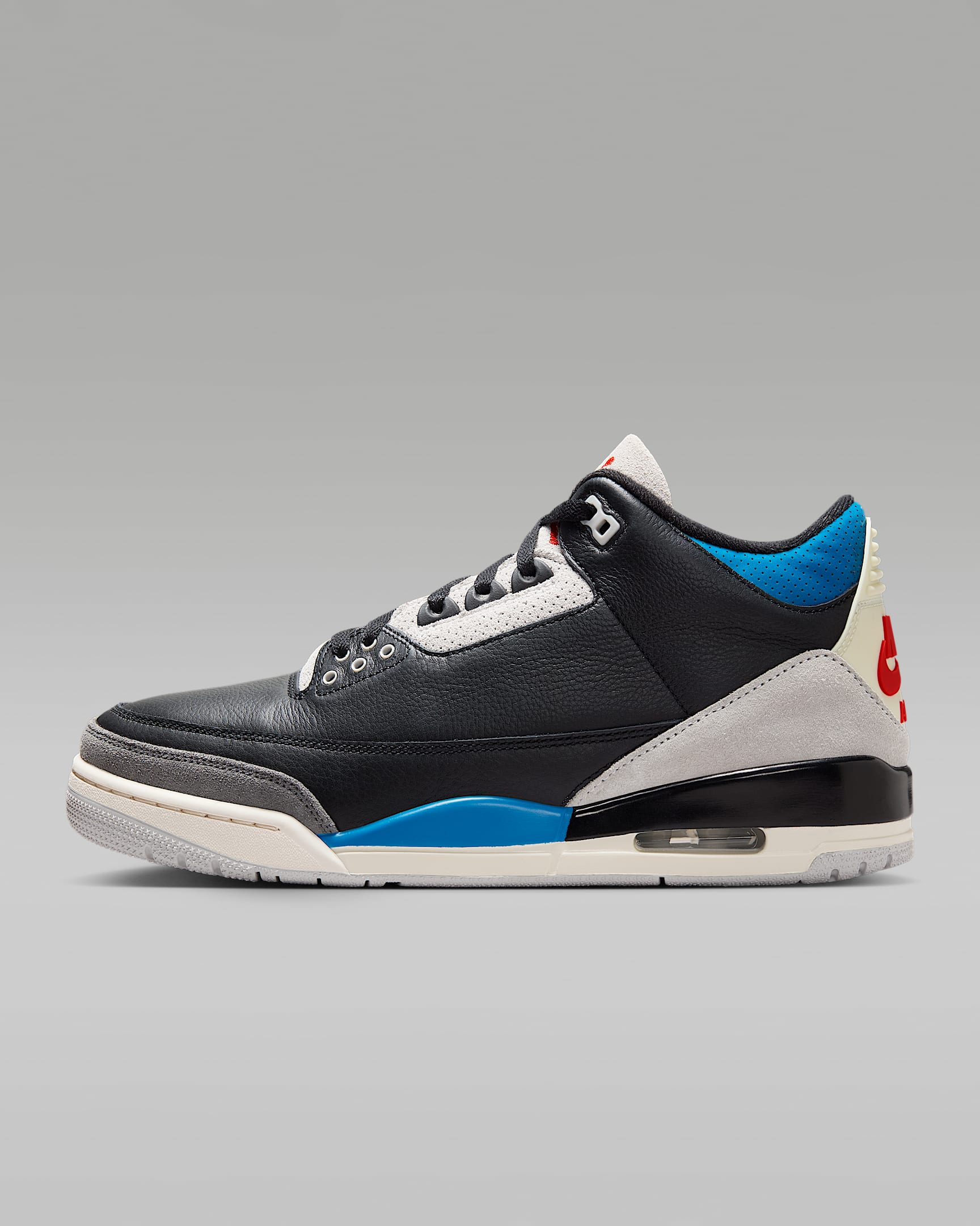 Air Jordan 3 Retro "Rare Air" 复刻男子运动鞋 - 黑/浅灰/军蓝/椒红