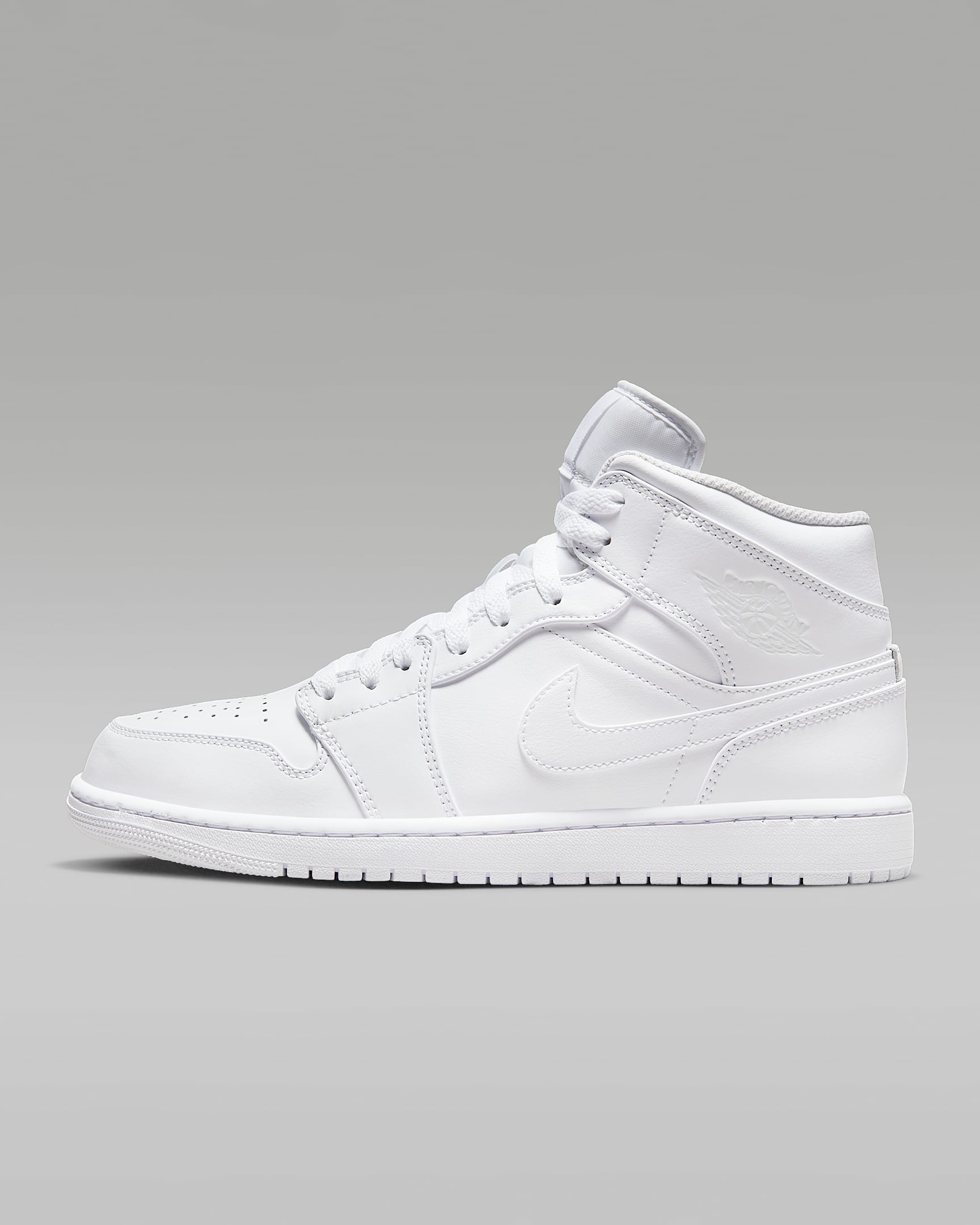 Air Jordan 1 Mid 男子运动鞋时尚百搭轻盈板鞋 - 白色/白色/白色