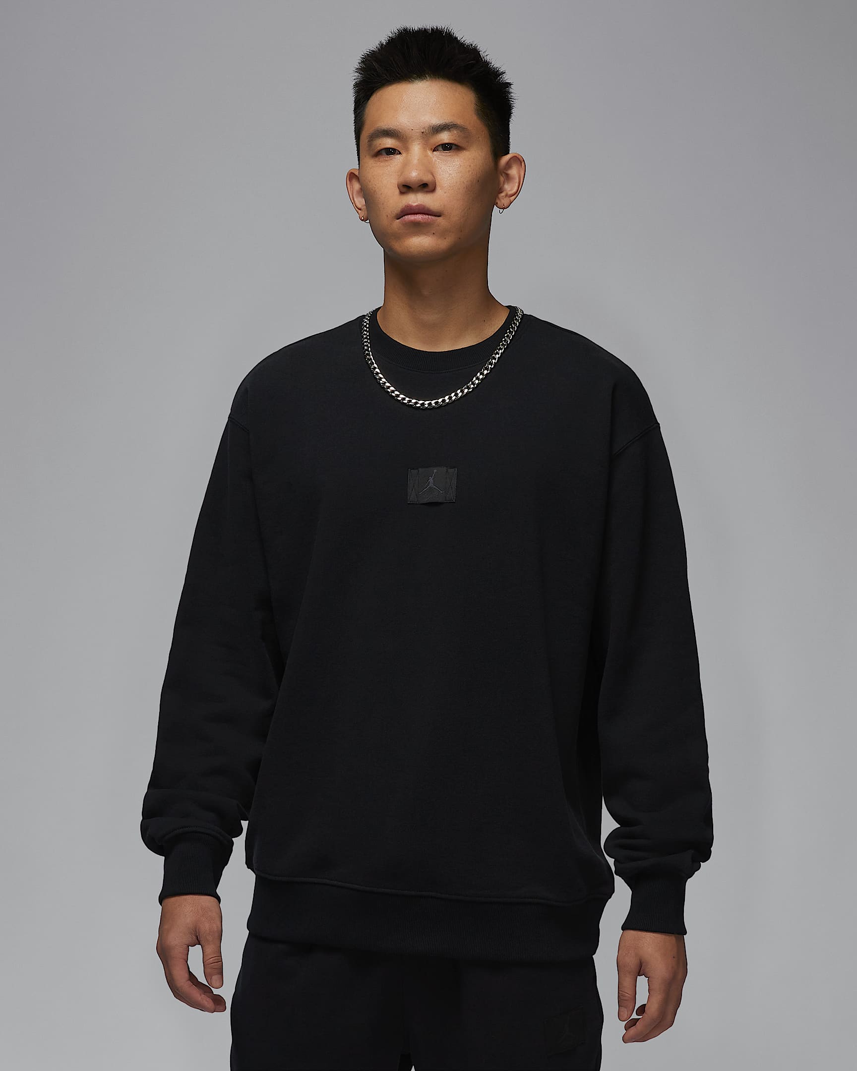 Jordan Flight Fleece 男子薄绒圆领运动衫 - 黑