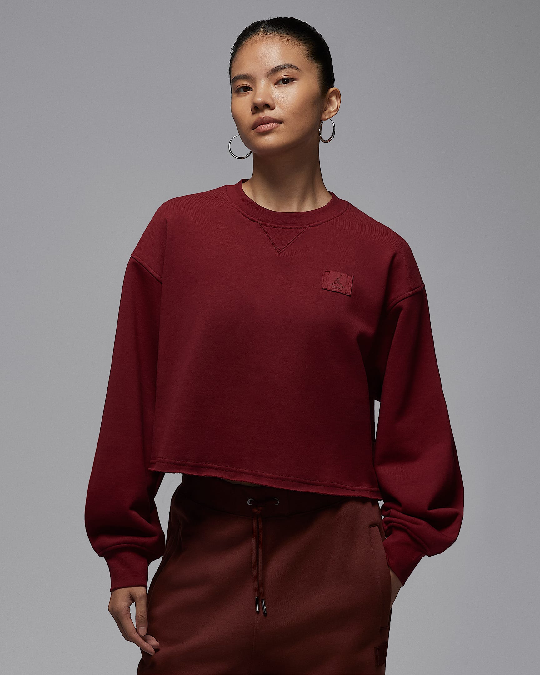 Jordan Flight Fleece 女子中短款圆领运动衫 - 队红/暗队红