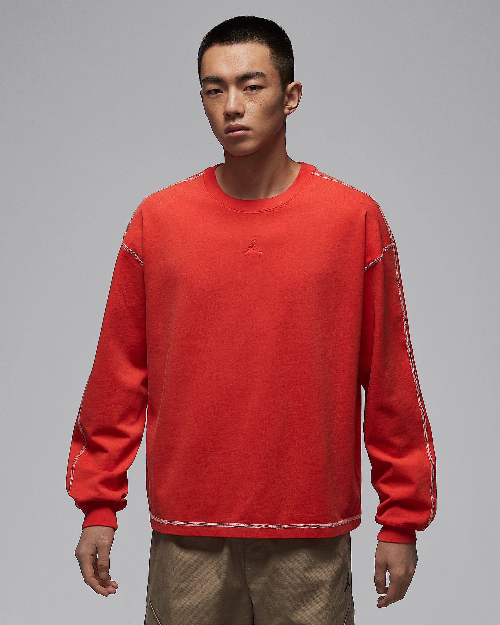 Jordan Flight 男子厚实长袖上衣 - 椒红/帆白/椒红