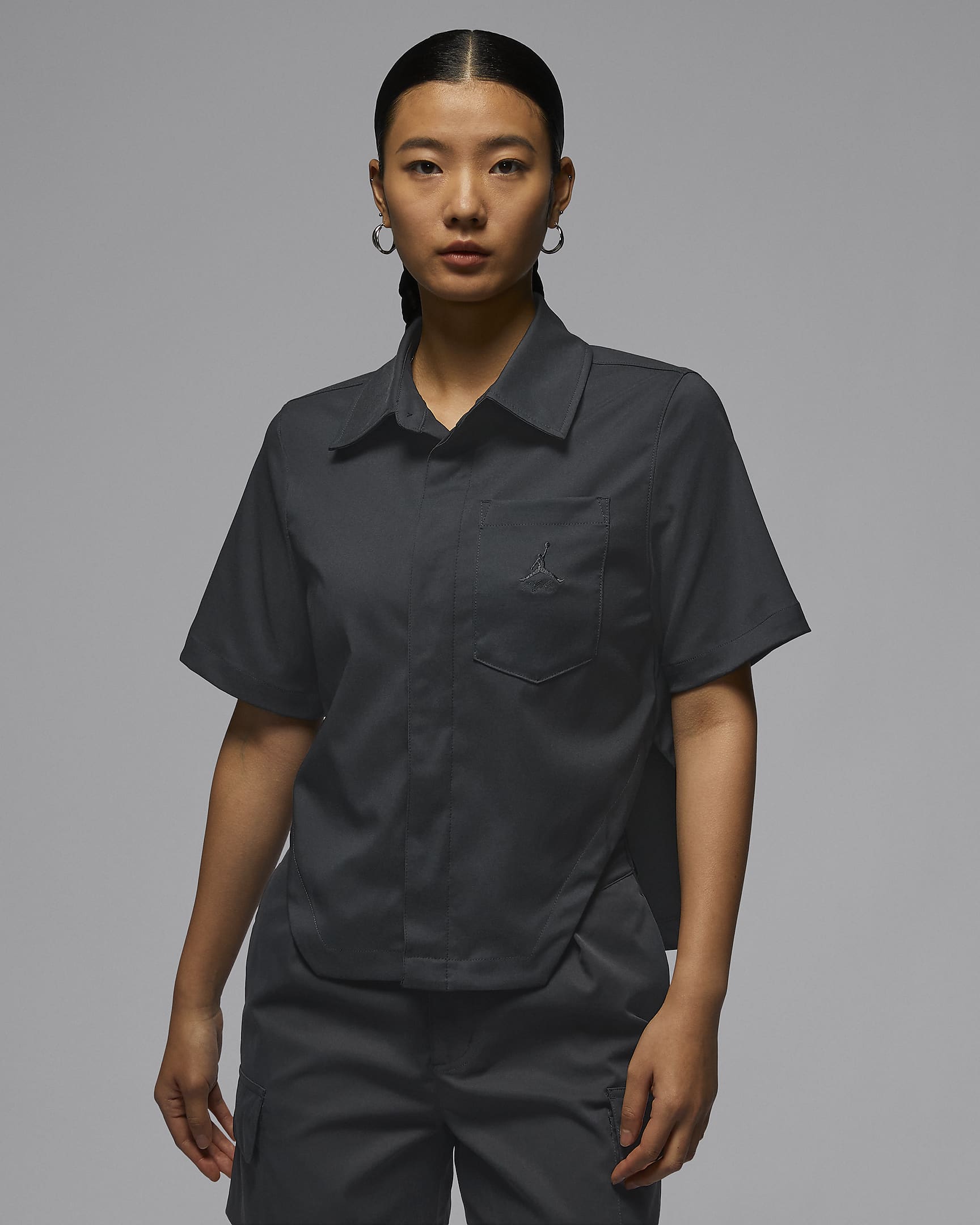 Jordan 女子梭织宽松版型短袖上衣 - 灰黑