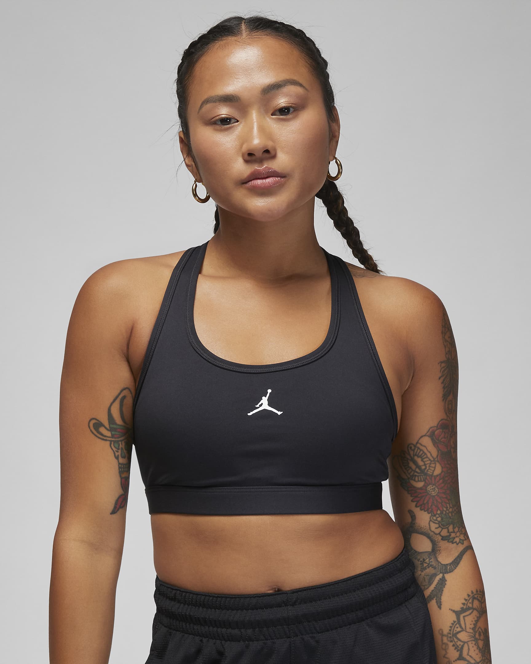 Jordan Sport Jumpman 女子中强度支撑速干衬垫运动内衣 - 黑/白色