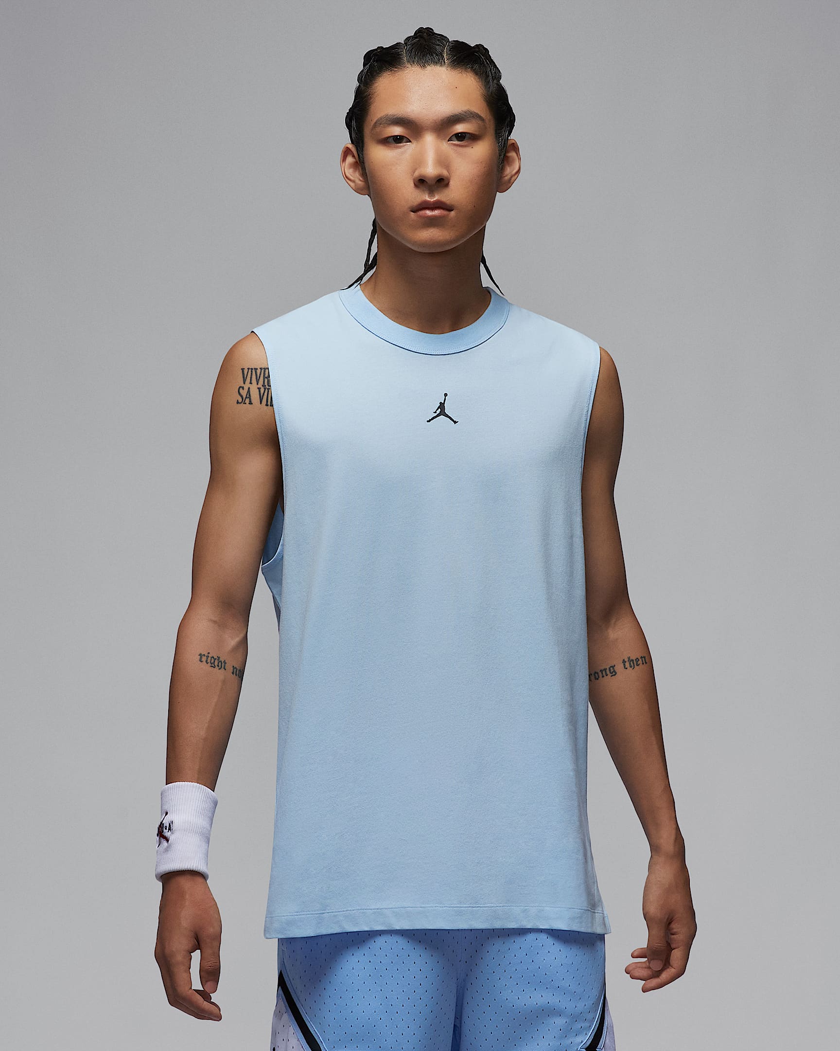 Jordan Sport Dri-FIT 男子透气速干无袖篮球上衣 - 天青石蓝/黑