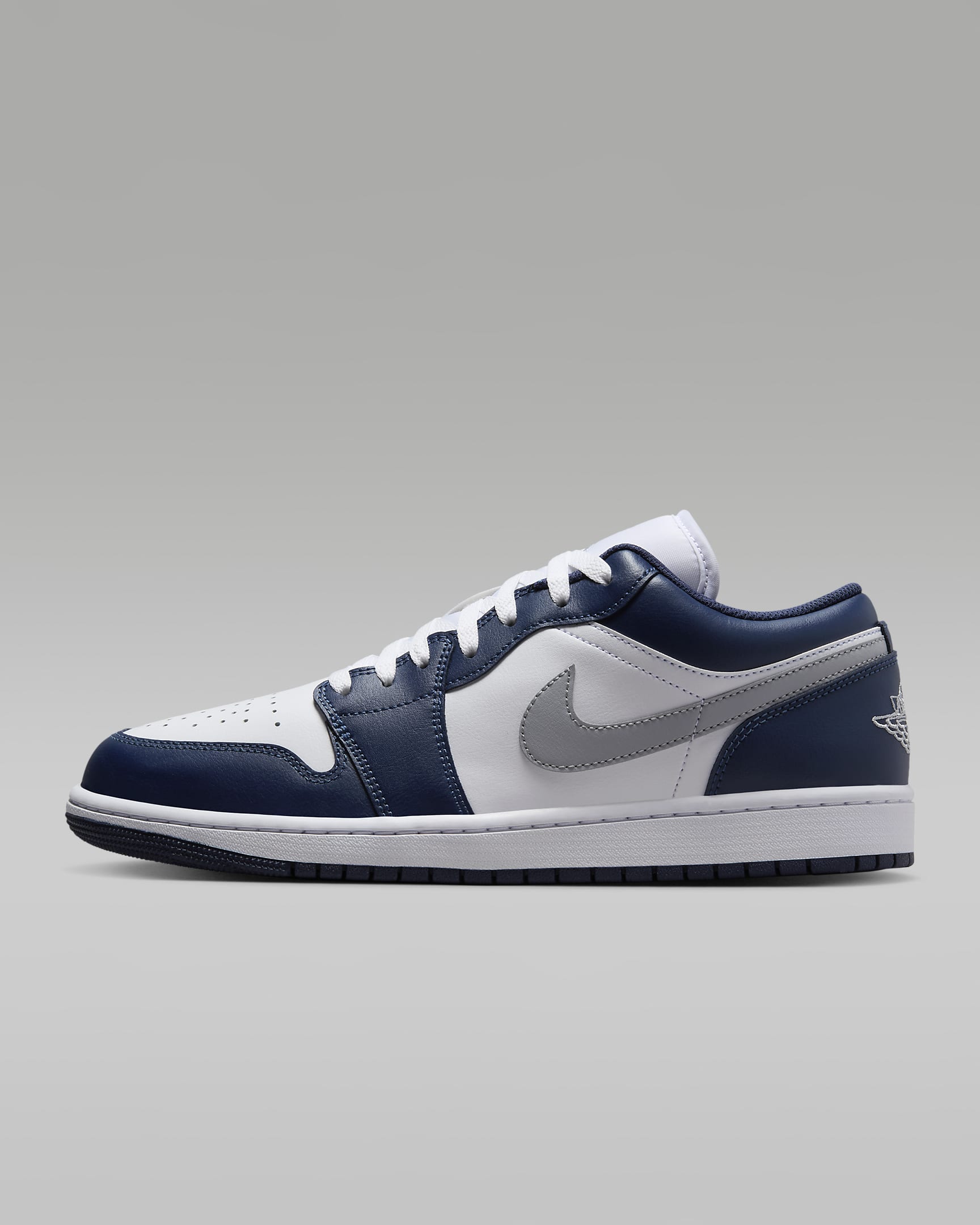 Air Jordan 1 Low 男子运动鞋 - 白色/深藏青/狼灰