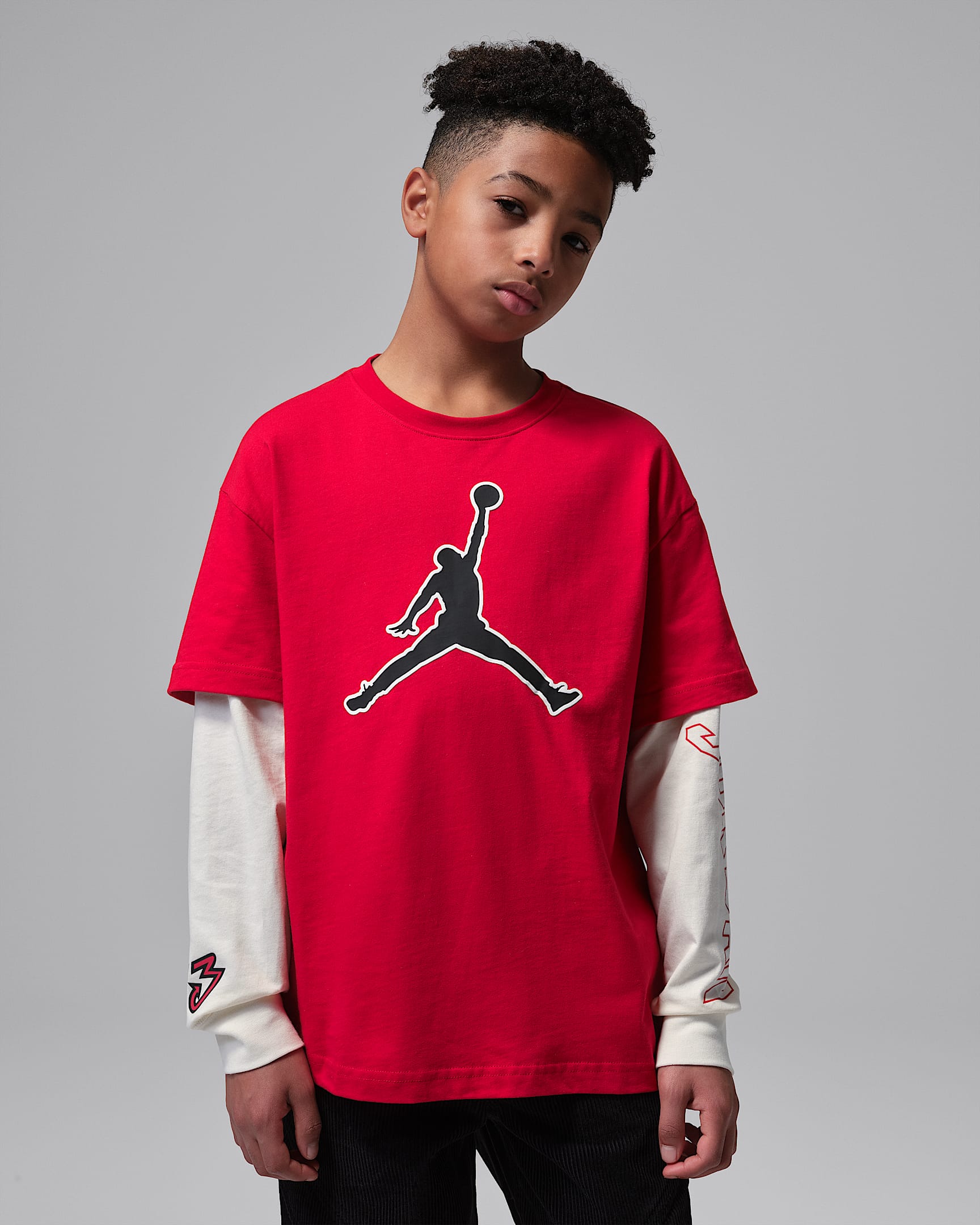 Air Jordan 6 '91 Playoff Tix 大童长袖T恤 - 健身红