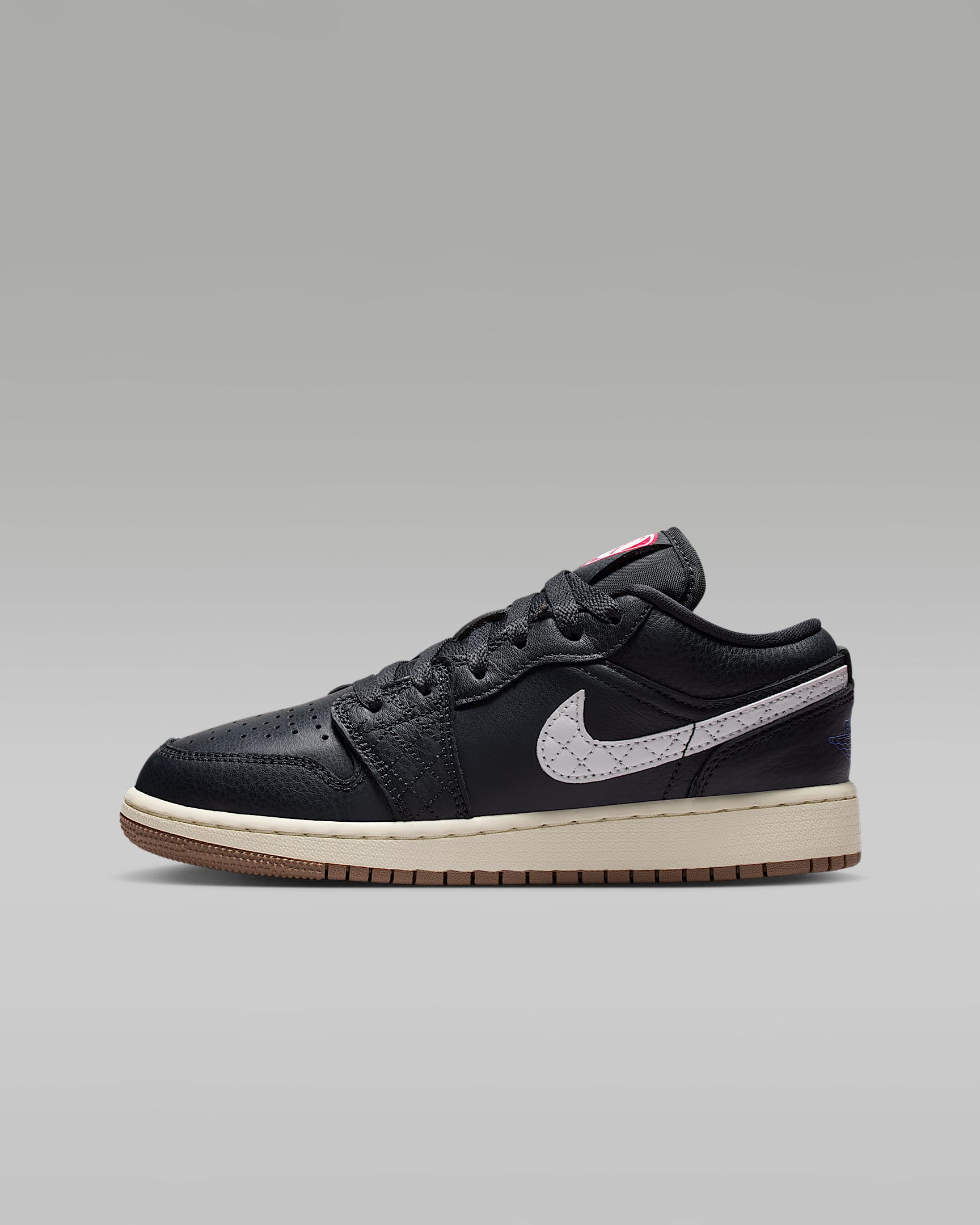 Air Jordan 1 Low SE 大童运动鞋 - 灰黑/大学红/游戏宝蓝/帆白
